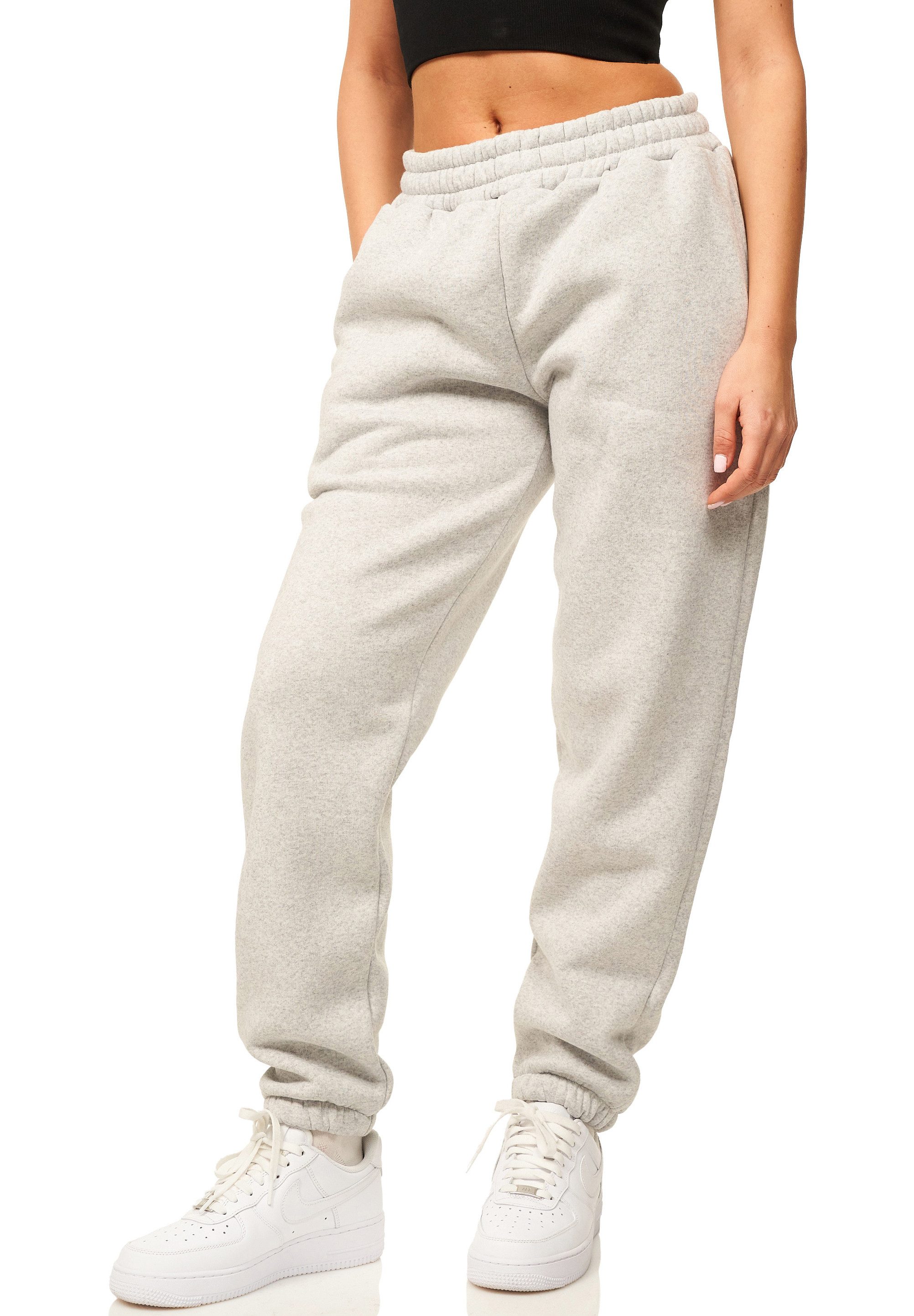 DAILY COTTON Jogginghose im Straight-Fit als Lange Trainingshose Sweatpants Damen Freizeithose mit Bündchen aus Baumwolle