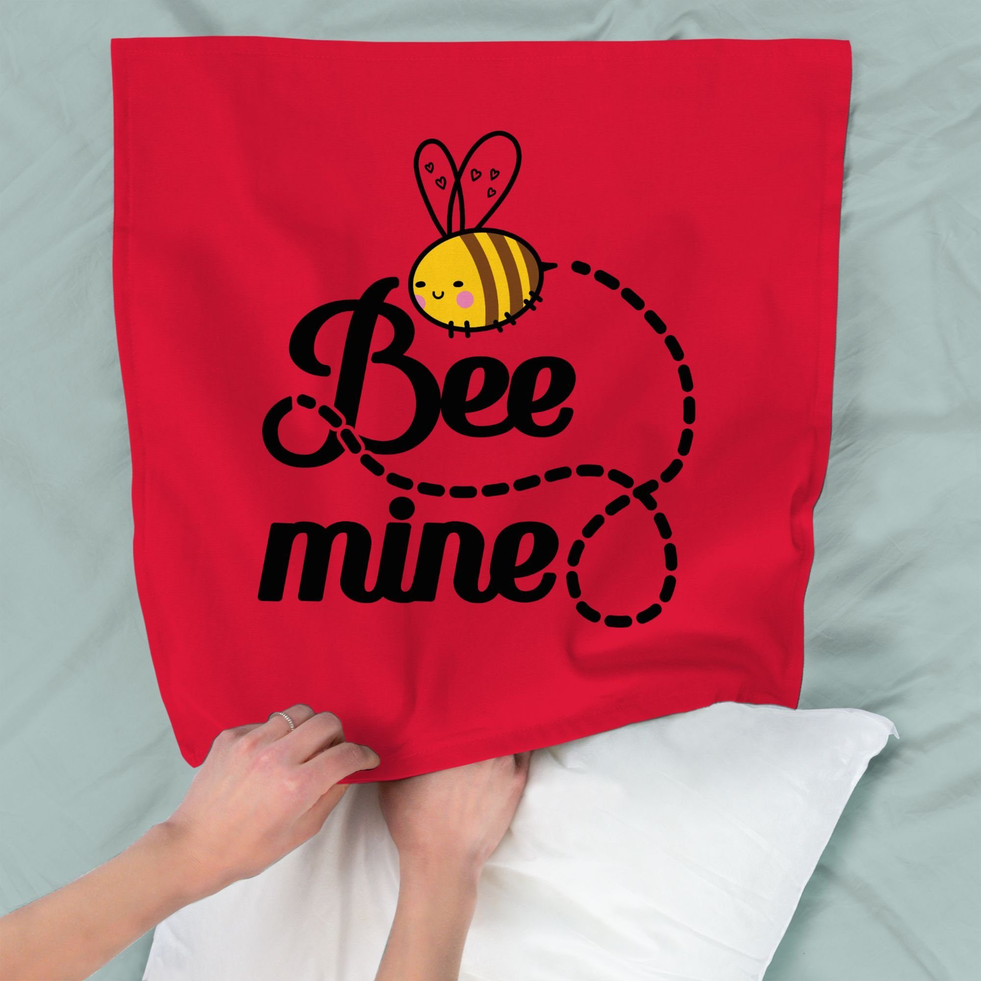 Dekokissen mine Shirtracer Valentinstag Biene, Kissenbezüge Geschenk (1 Stück), mit Bee