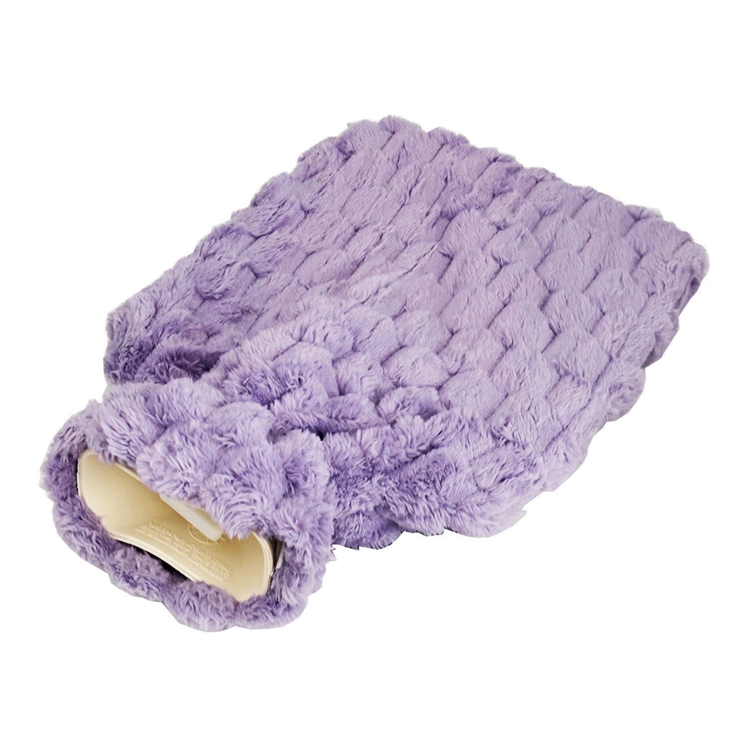 Mojawo Nacken-Wärmflasche Wärmflasche Bettflasche Wärmkissen Plüschbezug 1,5L 31x20cm Lila