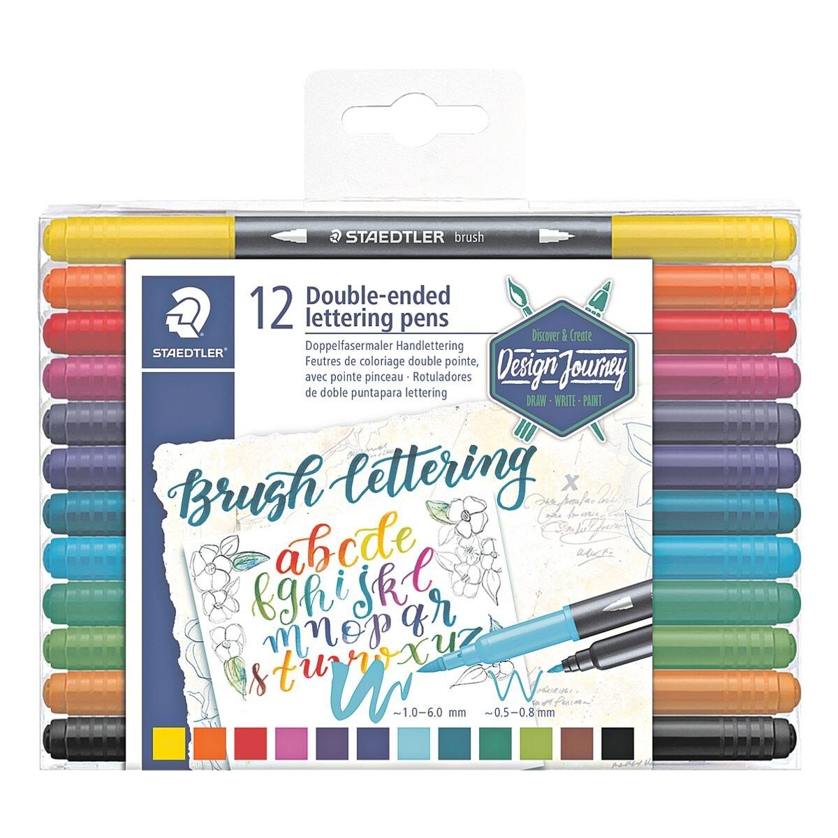 STAEDTLER Filzstift 3004, (12-tlg), mit zwei unterschiedlichen Spitzen
