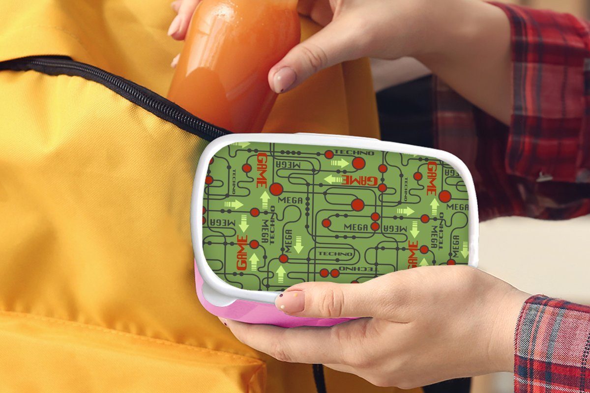 MuchoWow Lunchbox (2-tlg), Motherboard Kunststoff rosa Muster für - Kinder, Brotbox Mädchen, Erwachsene, - Zitate, Snackbox, Kunststoff, Brotdose