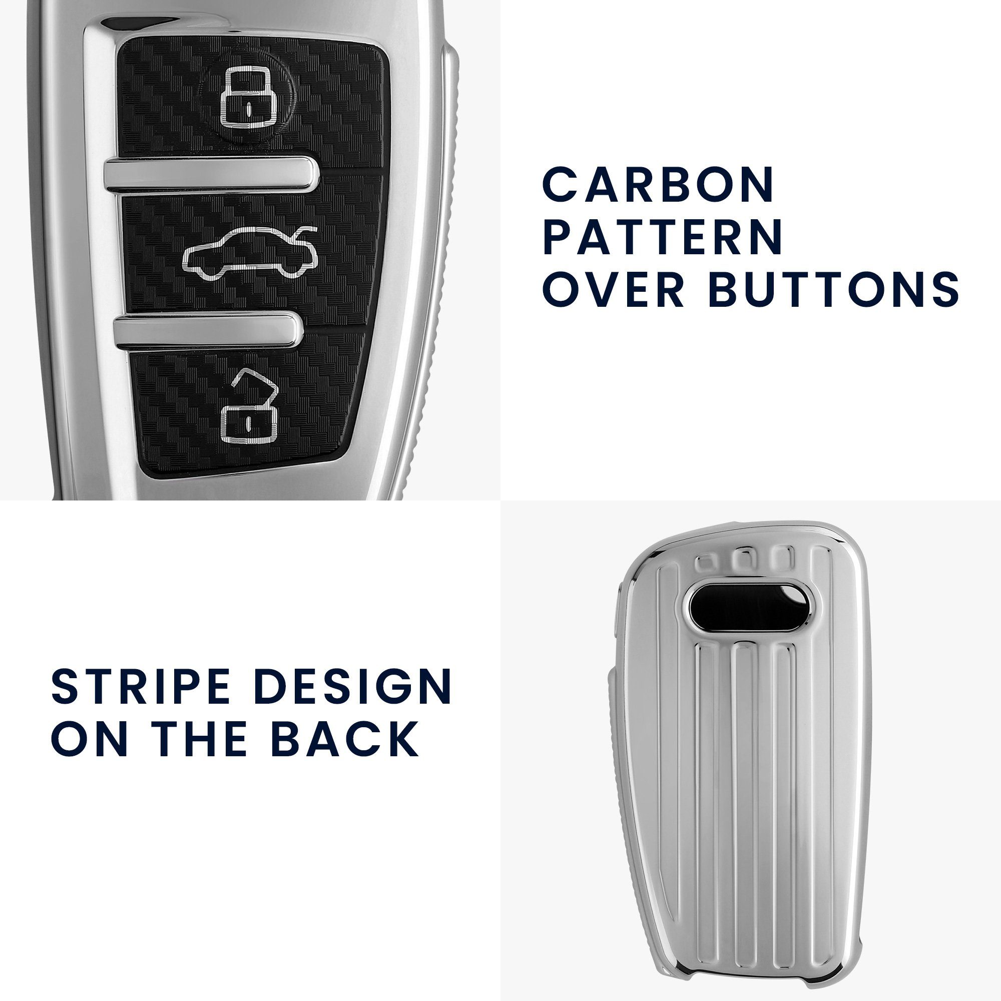 TPU für Cover 3-Tasten Autoschlüssel kwmobile Audi Schlüsselhülle Schlüsseltasche Klappschlüssel, Hülle