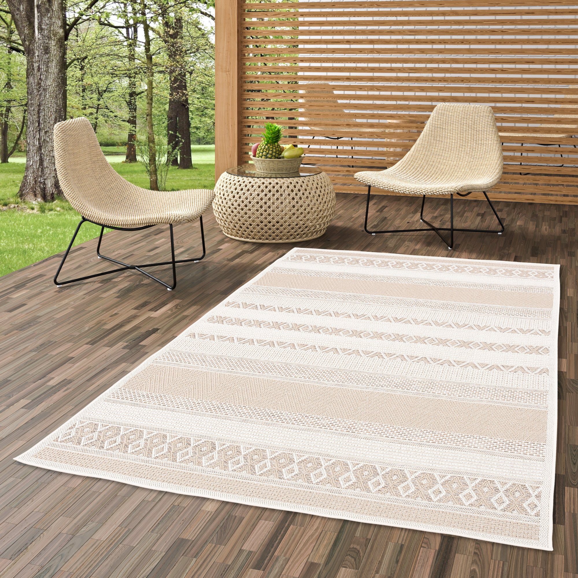 Outdoorteppich In & Outdoor Teppich Flachgewebe Ottawa Stripes, Pergamon,  Rechteckig, Höhe: 4 mm