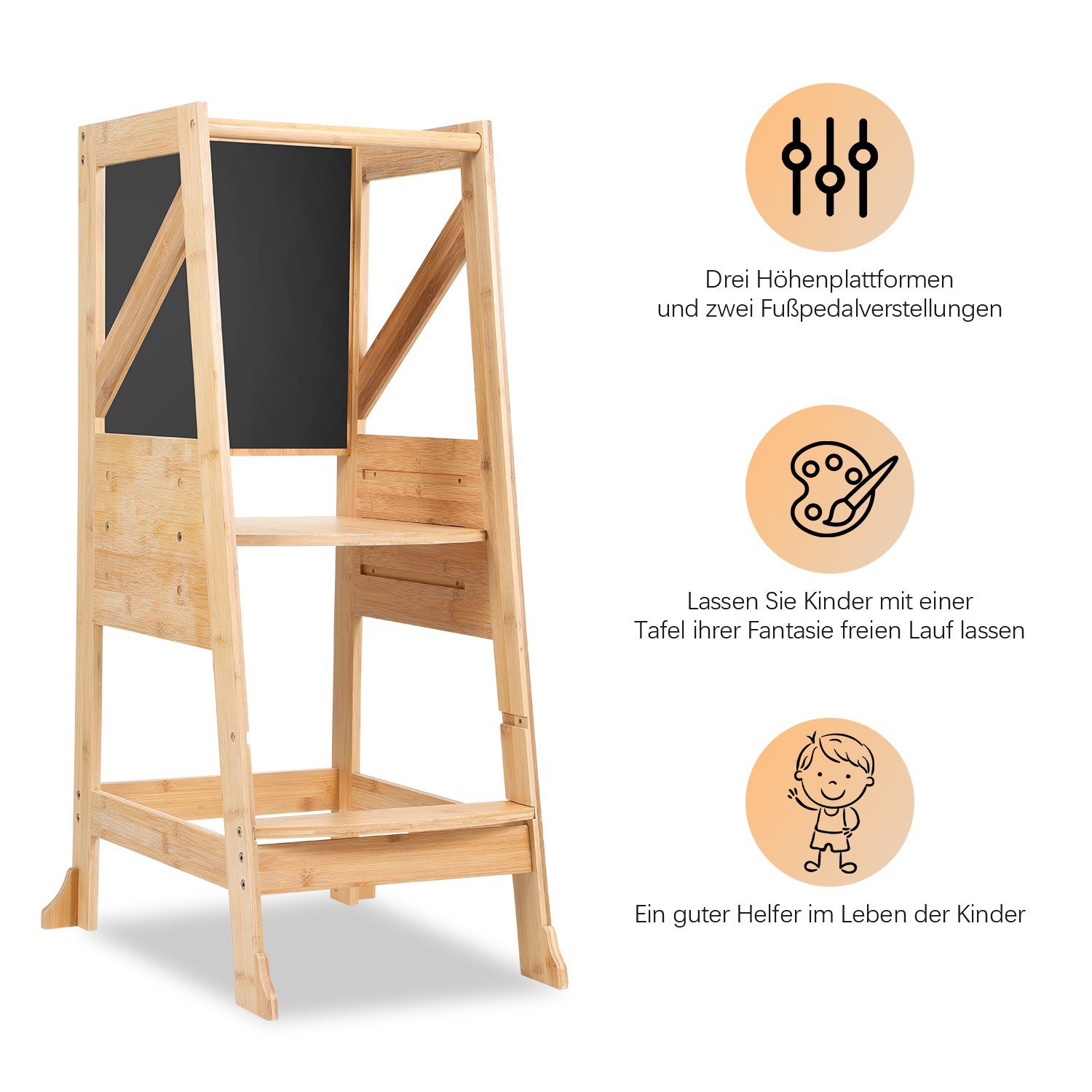 Stehhilfe Kleinkind Gimisgu Küchenhelfer, Verstellbare Stufen Lernturm