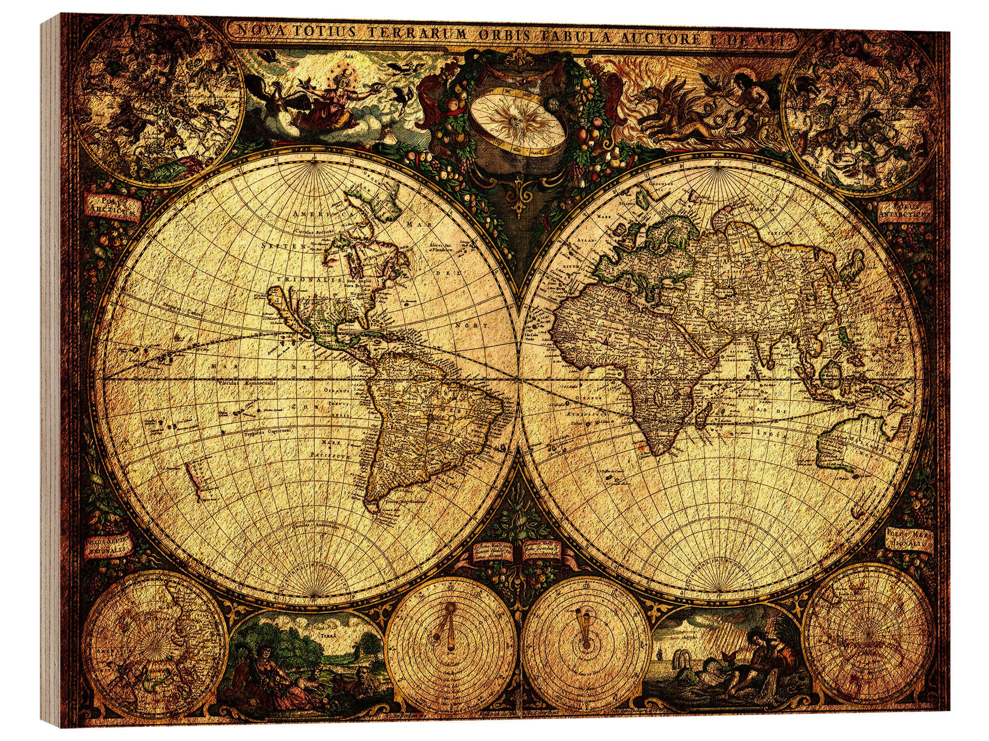 Posterlounge Wandbild Weltkarte 1660, Michaels Antike Weltkarten, erhältlich als Poster, Leinwandbild, Wandsticker oder Acrylglasbild