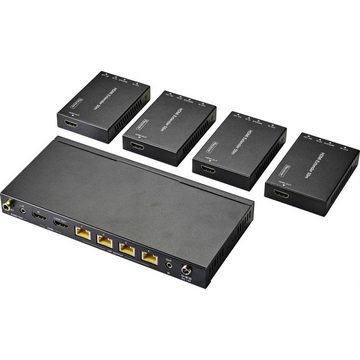 SpeaKa Professional 1x4 HDMI-Splitter über Ethernet-Kabel Computer-Kabel, durchgeschleifter HDMI-Ausgang