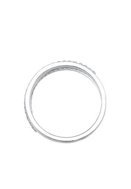 Elli Premium Fingerring Wickelring Band Kreuz Zirkonia Modisch 925 Silber