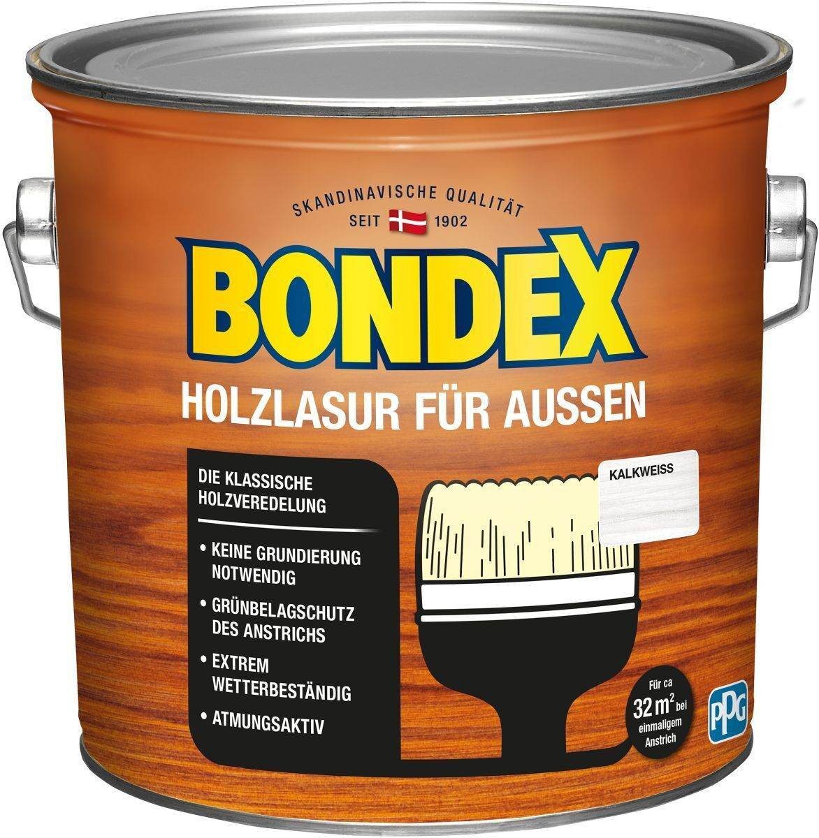 Bondex Holzschutzlasur Holzlasur für Außen Kalk weiss 2,50l