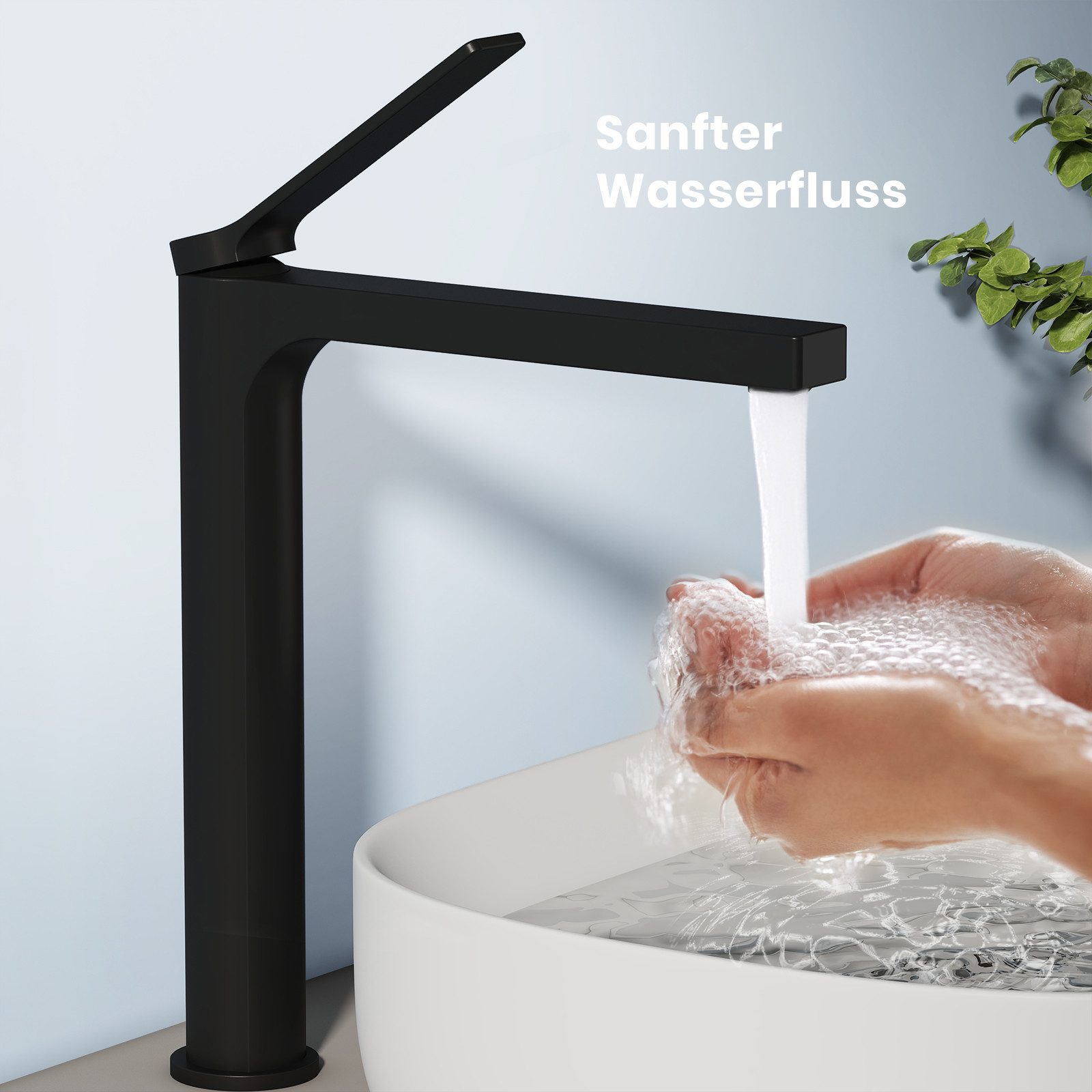 EMKE Waschtischarmatur Badezimmer Mischbatterie Einhebel Wasserhahn für Aufsatzbecken (Mischbatterie) Hoch 26,5 cm chrom/Schwarz/Champagne Gold/Rose Gold/Weiß