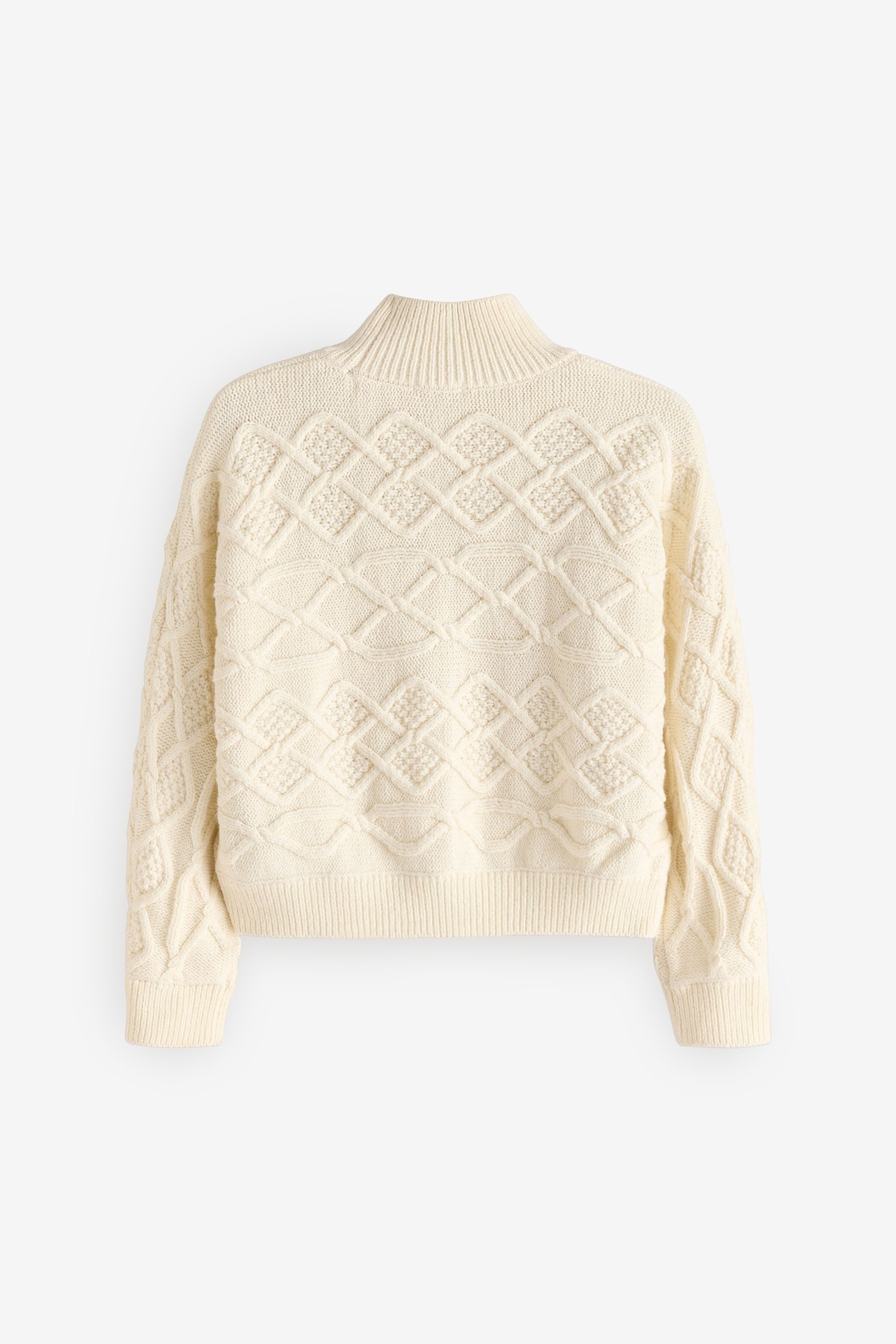Next Stehkragenpullover Kastiger Pullover mit Zopfmuster (1-tlg)