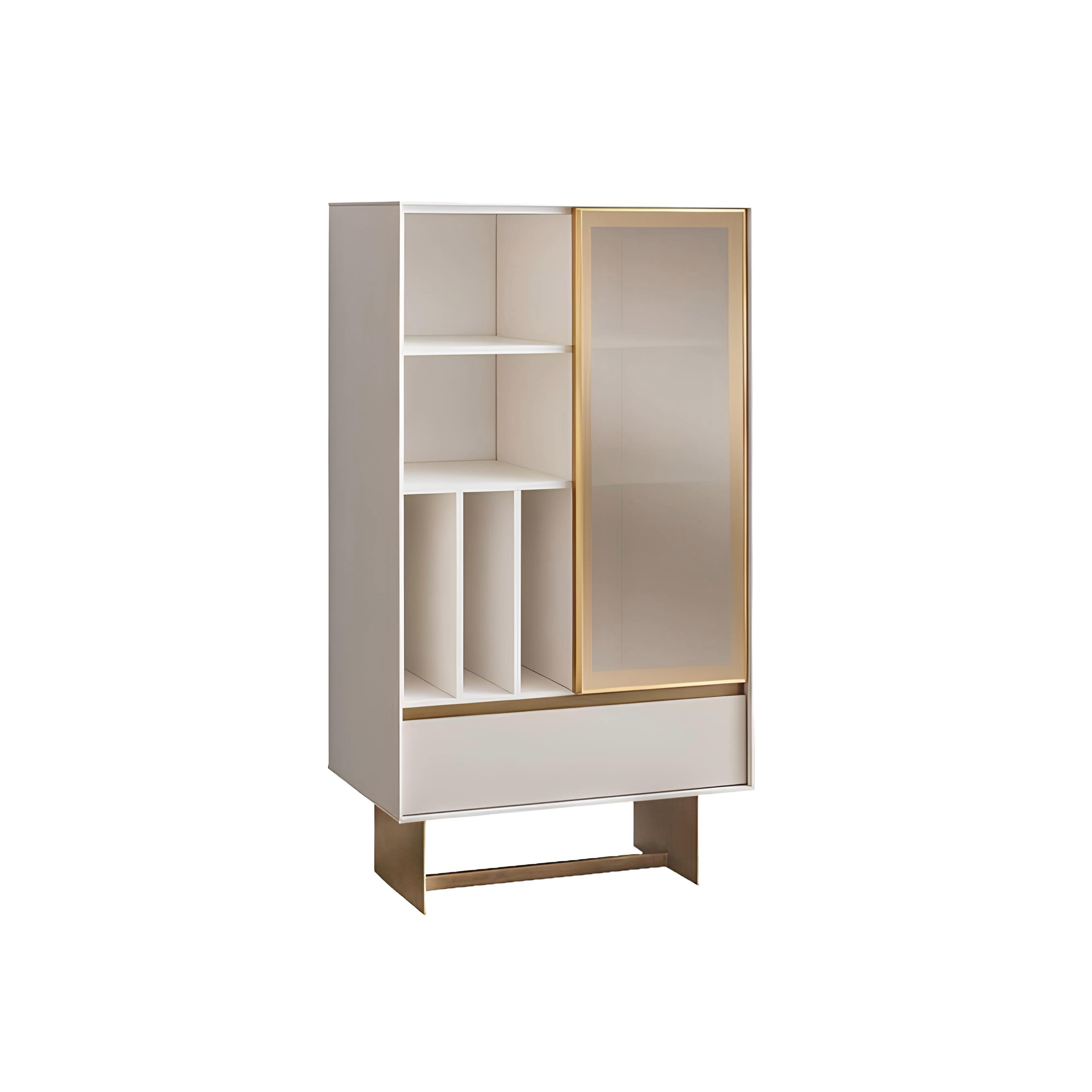 Xlmoebel Vitrine Beige Designer-Vitrine aus Holz mit Glasfronten (Vitrine) Hergestellt in Europa