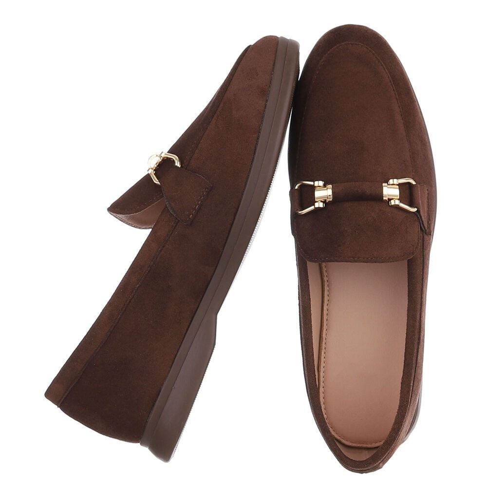 Ital-Design Elegante Loafers für Damen mit Komfort und stilvollem Design Slipper (91117123) Blockabsatz Mokassins in Braun