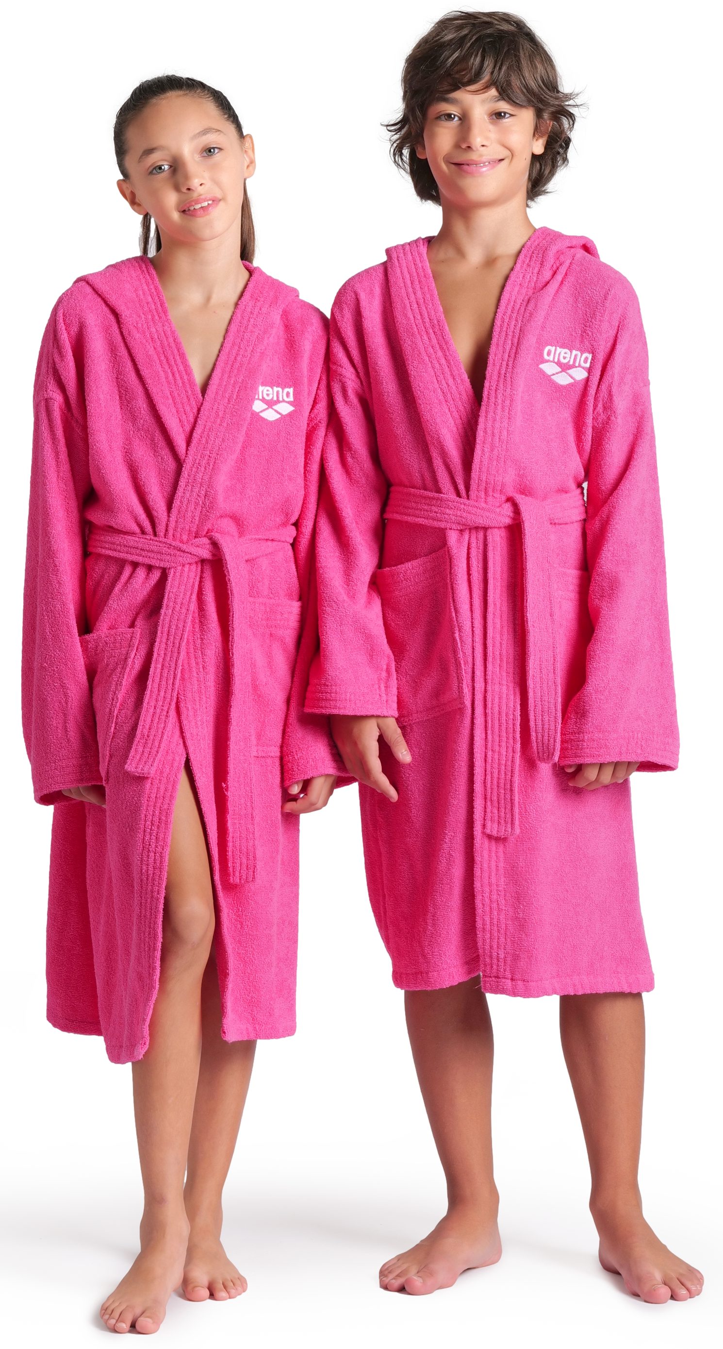 Arena Bademantel arena Kinder Junior Zeppelin Bademantel, Baumwolle, Kapuze, Gürtel, Bademantel, Kinder, Mädchen, Jungen, Schwimmbad, weich, gemütlich