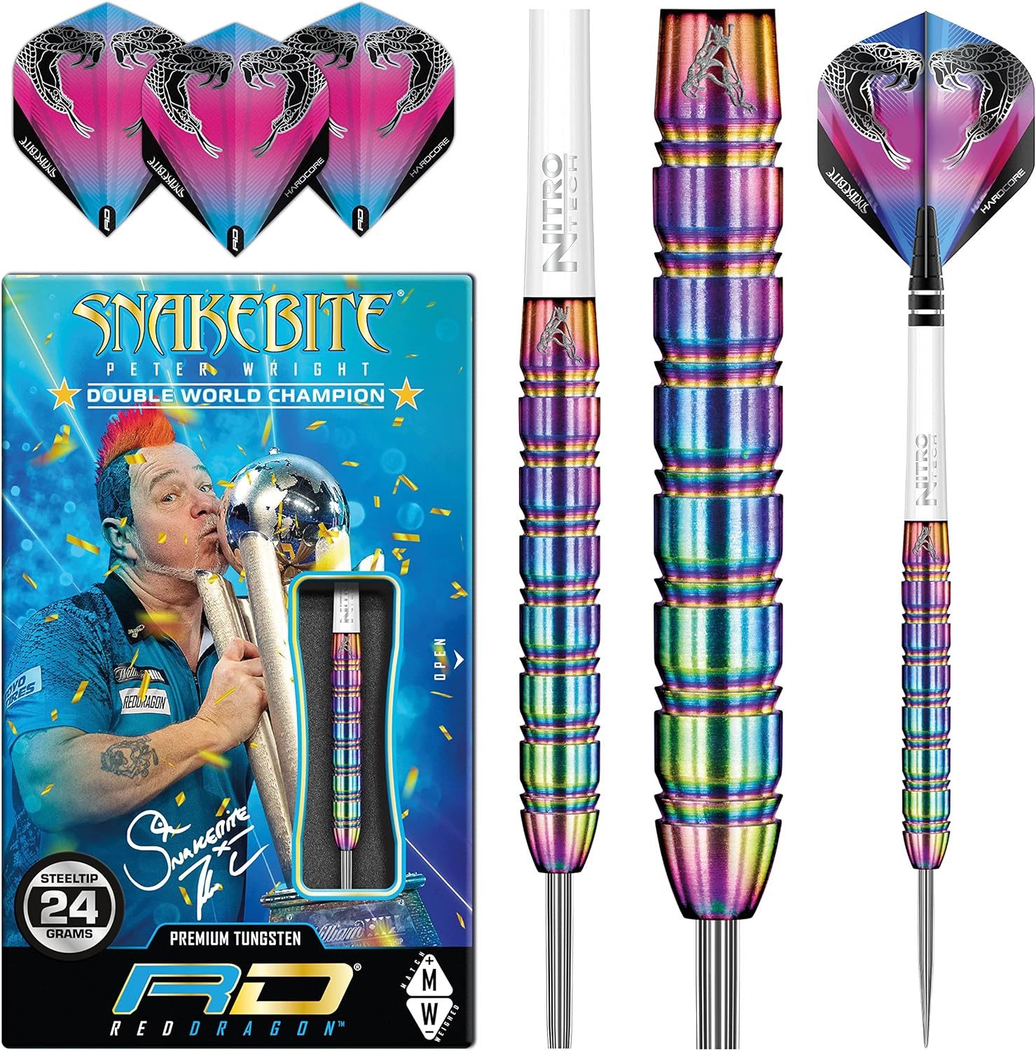 Dartpfeil RED DRAGON Peter Wright Snakebite 1 22 Gramm Wolfram Dartset