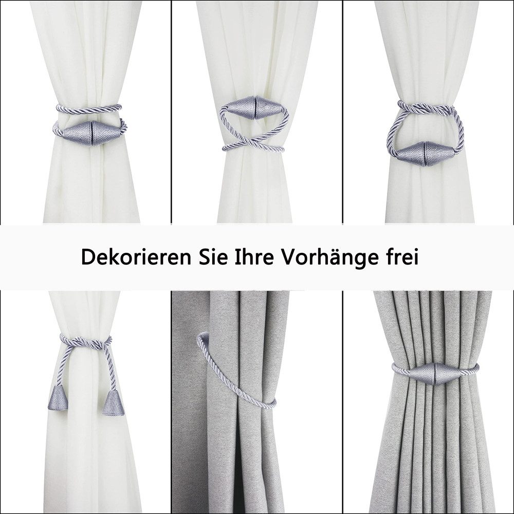 Agger Raffhalter Magnetische Vorhang Raffhalter 2 Stück, Vorhang Raffhalter Schnallen, (2-tlg), Holdbacks Halter Haken Clip für Zuhause Schlafzimmer Büro – Bild 5 von 5