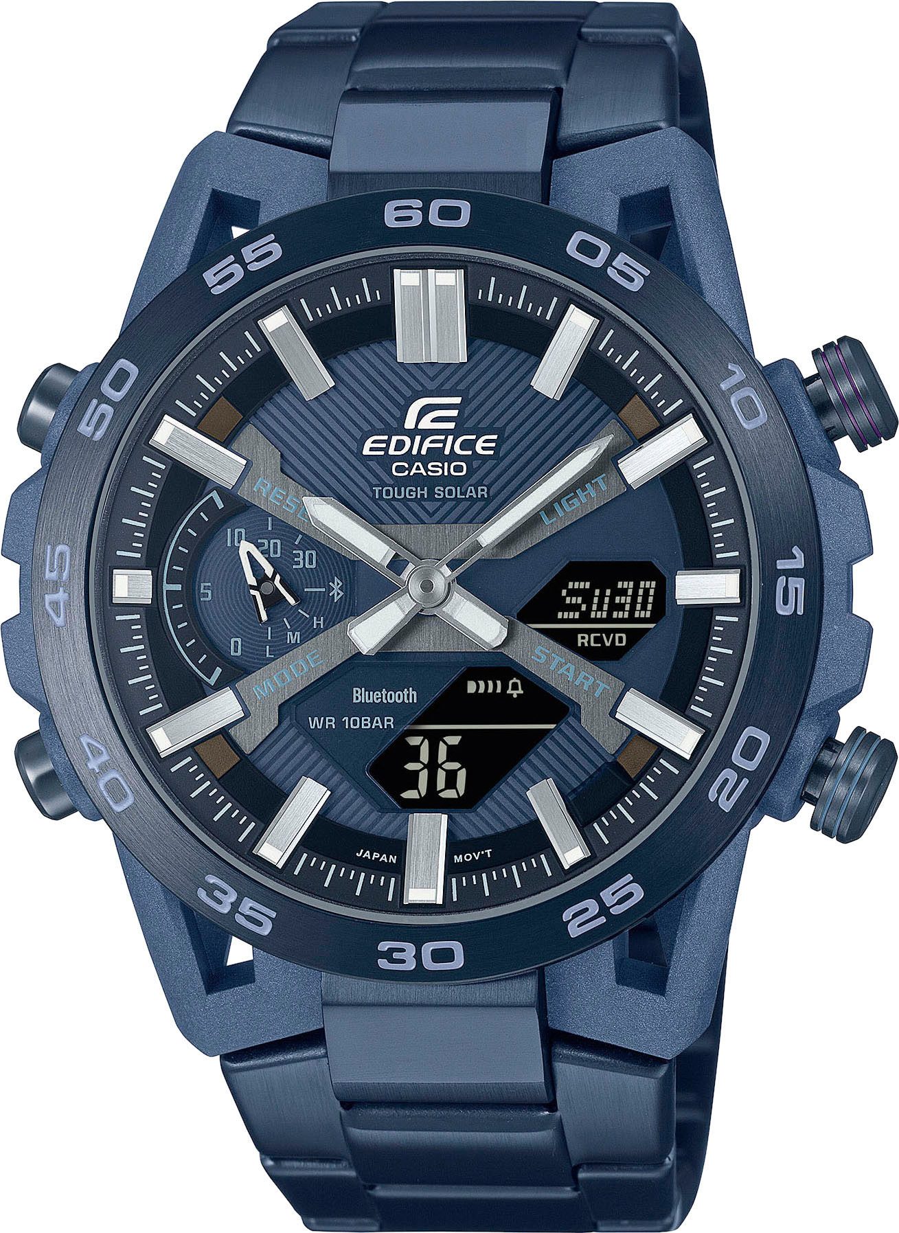 CASIO EDIFICE Smartwatch Armbanduhr Herrenuhr Edelstahlarmband Bluetooth bis 10 bar wasserd. Gehause aus Kunststoff O ca. 47 mm