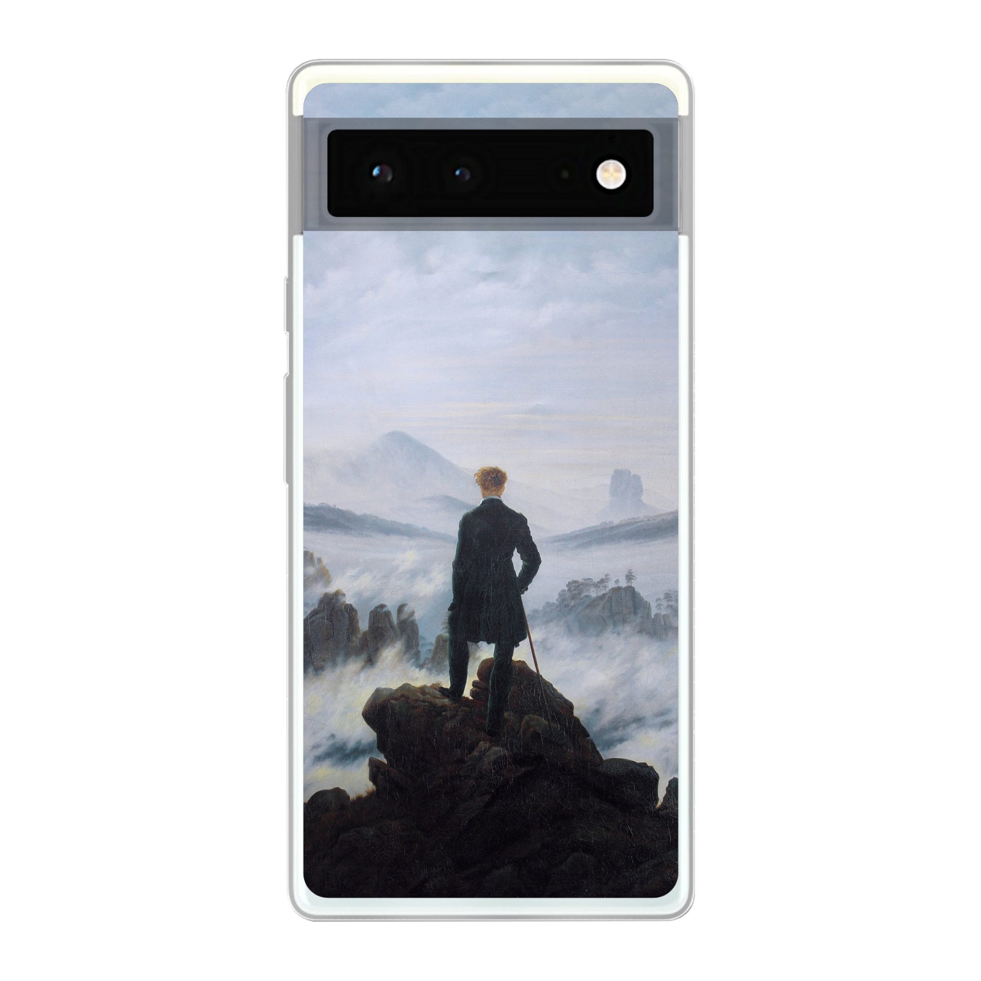 MuchoWow Handyhülle für Google Pixel 6 Der Wanderer über dem Nebelmeer - Caspar David Frie, Handy Case, Silikon, Bumper Case Dünn