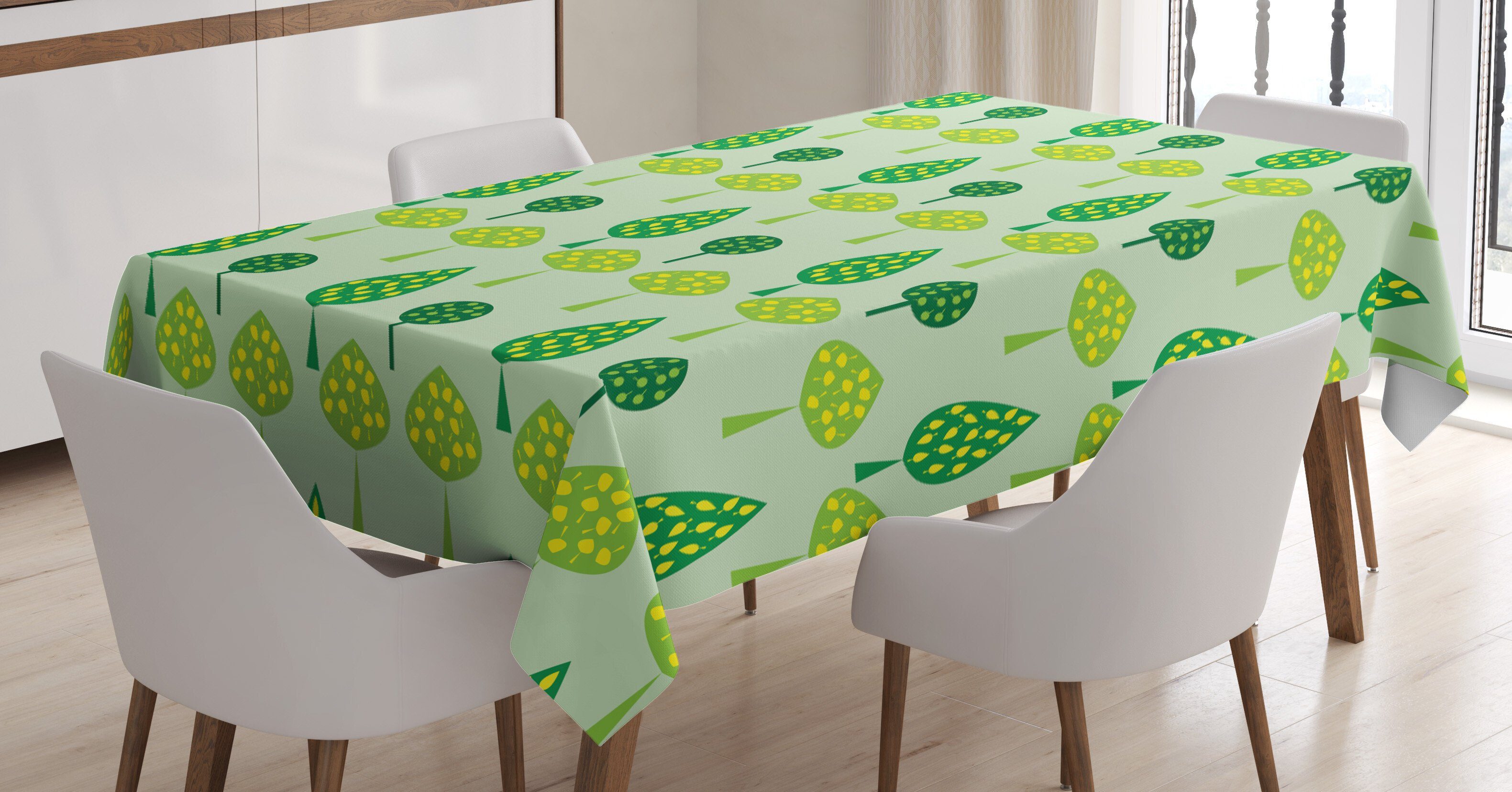 Abakuhaus Tischdecke Farbfest Waschbar Für den Außen Bereich geeignet Klare Farben, Blätter Abstrakte Bäume Blühende