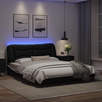 vidaXL Bett Bettgestell mit LED Schwarz und Weiß 160x200 cm Kunstleder