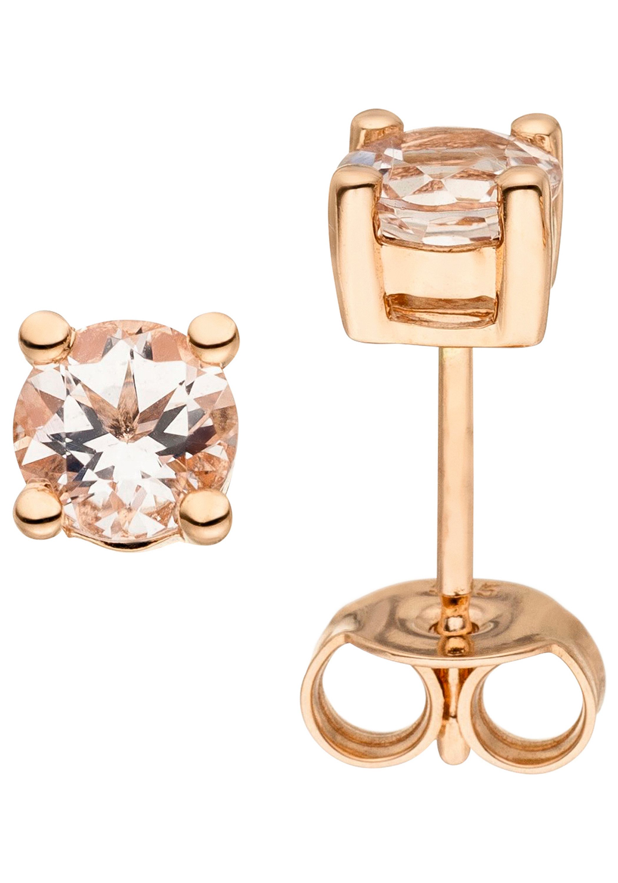JOBO Paar Ohrstecker, 585 Roségold mit Morganit