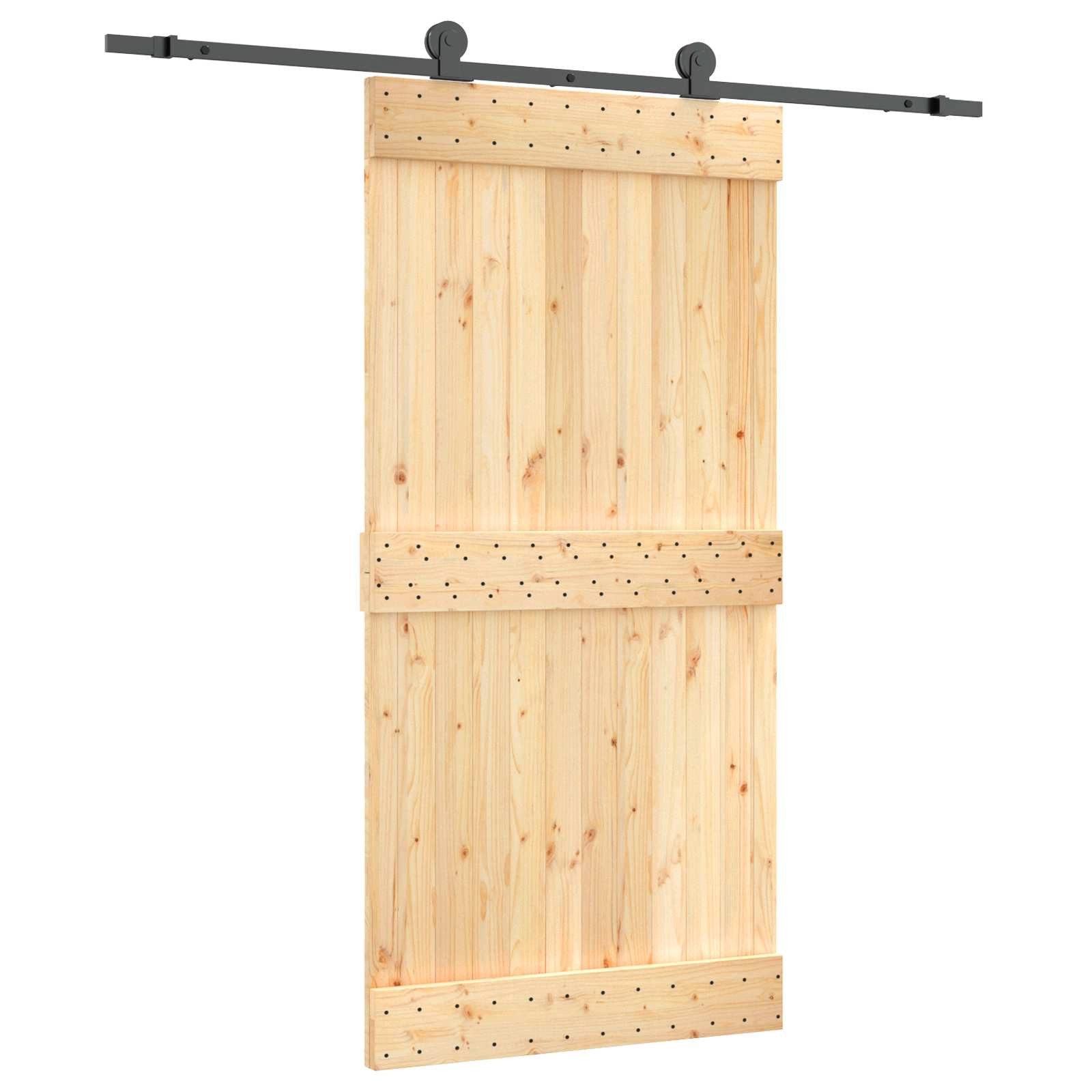 vidaXL Schiebetür Schiebetür 100 x 210 cm Massivkiefer (Unbehandelt) (1-St)