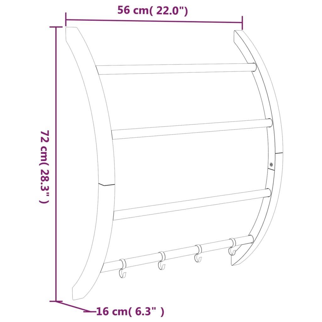 DOTMALL vidaXL Wäscheständer Handtuchhalter mit Haken 56x16x72 Aluminium Hand Silbern cm Wandhalter