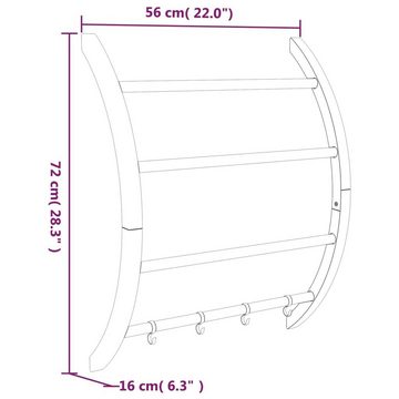 vidaXL Wäscheständer Handtuchhalter mit Haken Silbern 56x16x72 cm Aluminium Wandhalter Hand