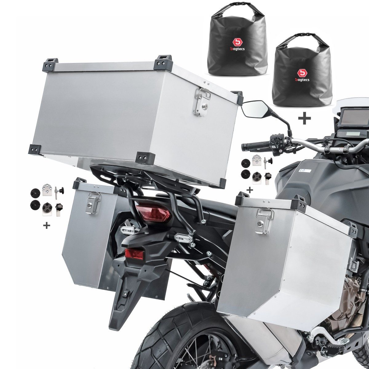 Bagtecs Kofferset Set Alukoffer # Atlas 2x41l + Topcase 60l + Innentaschen + Anbaukit