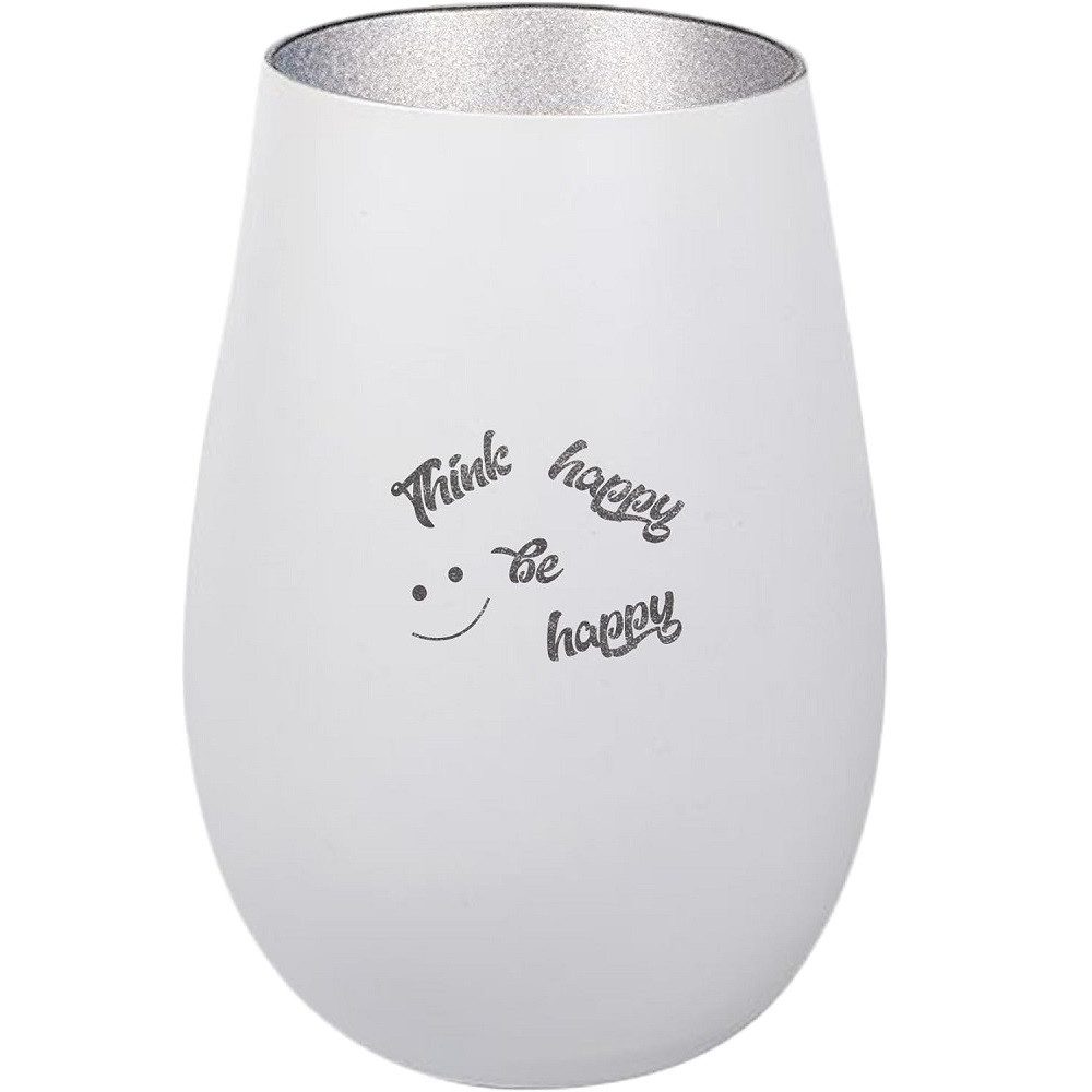 Der Porzellan-Laden Windlicht Personalisiertes Windlicht: 'Think happy be happy'. Inspirierende