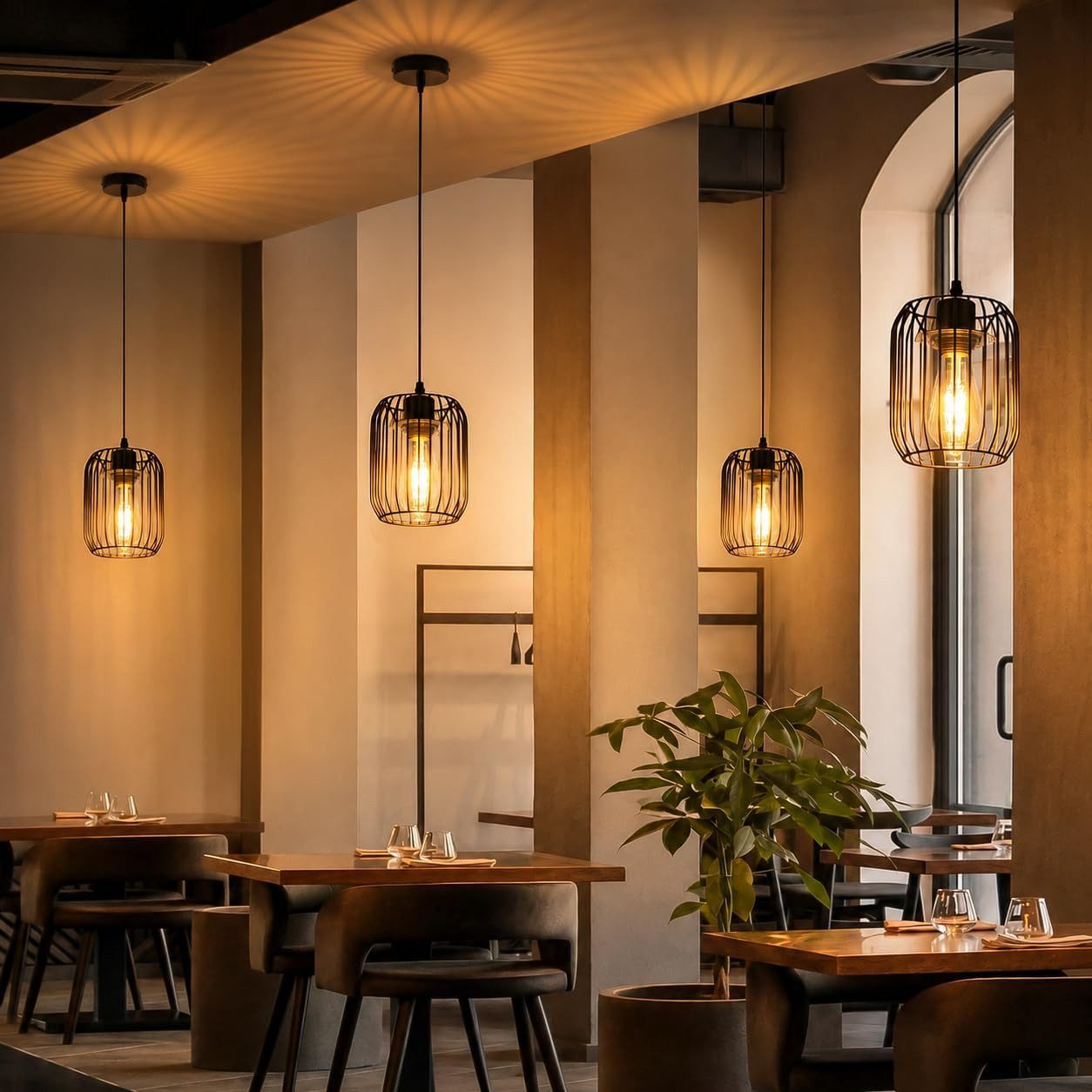 Nettlife Pendelleuchte Retro Schwarz Esstisch E27 Metallschirm Industrie Stil Hängelampe, ohne Leuchtmittel, Retro Hängelampe für Esstisch Wohnzimmer Küche