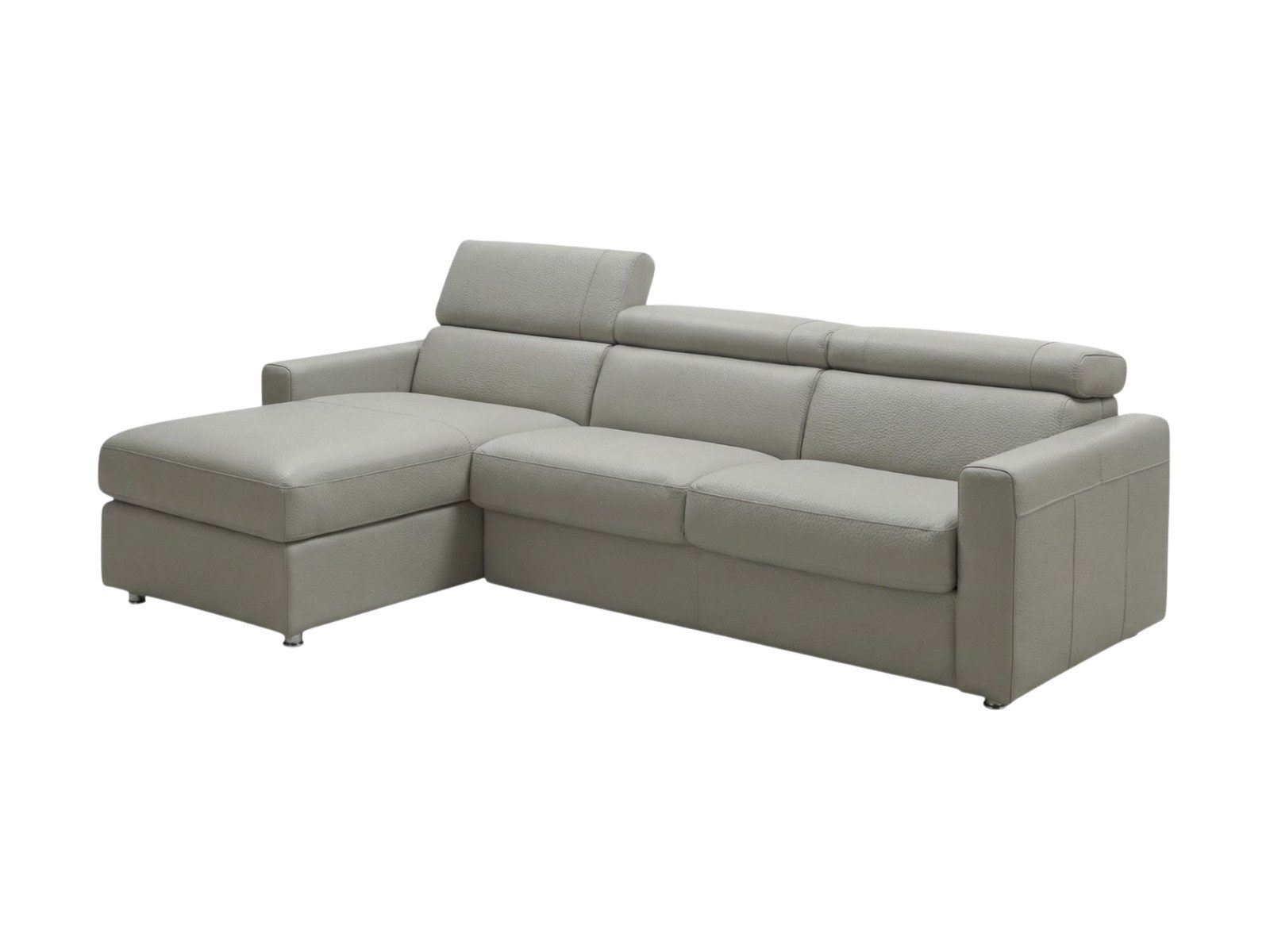Villa Möbel Ecksofa Morris, L-Form 1 Teile, Echtleder-Ecksofa Bettfunktion und Kopfteilverstellung fürs Wohnzimmer