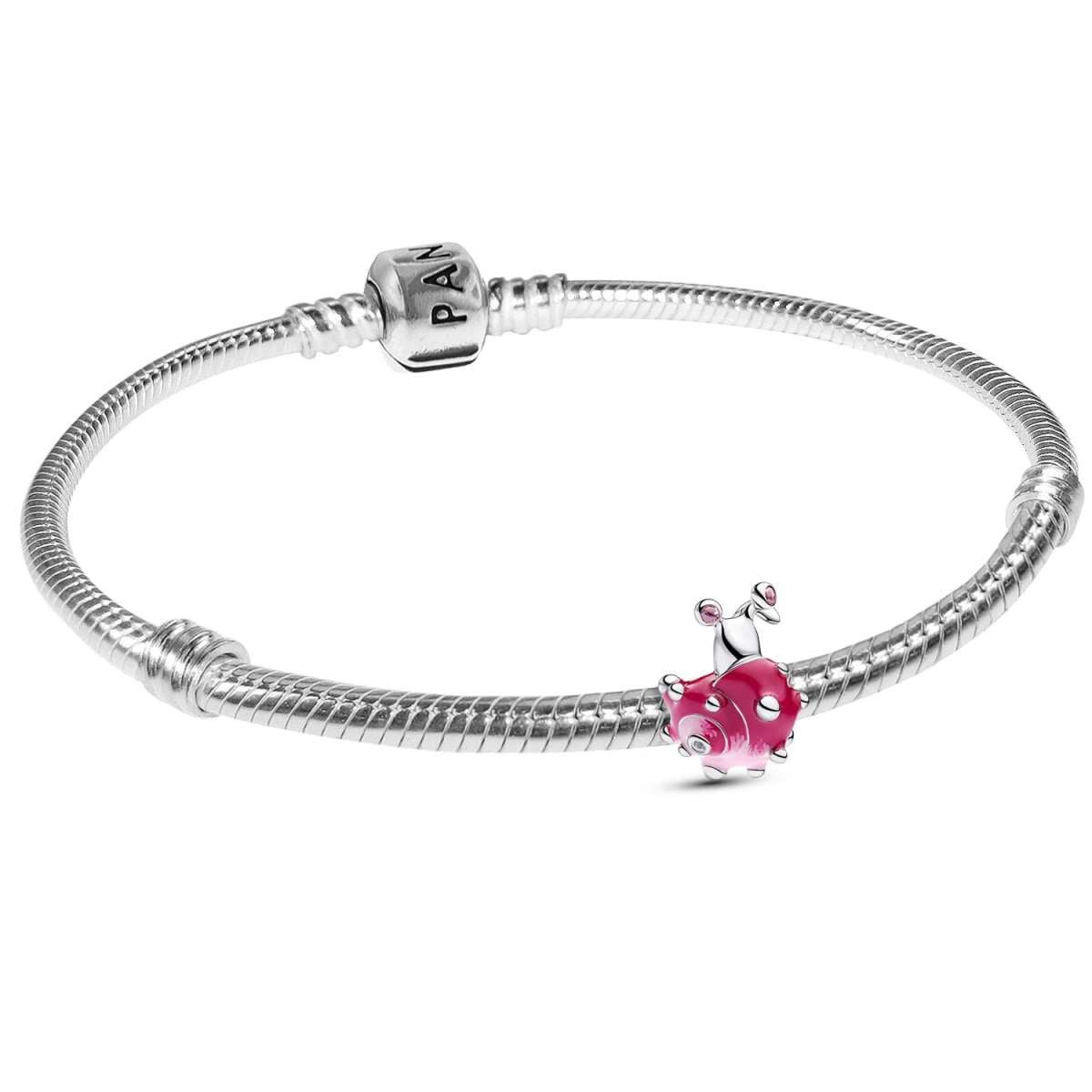 Pandora Silberarmband 21773, Damenarmband Silber Geschenkset Pinkfarbene Schnecke