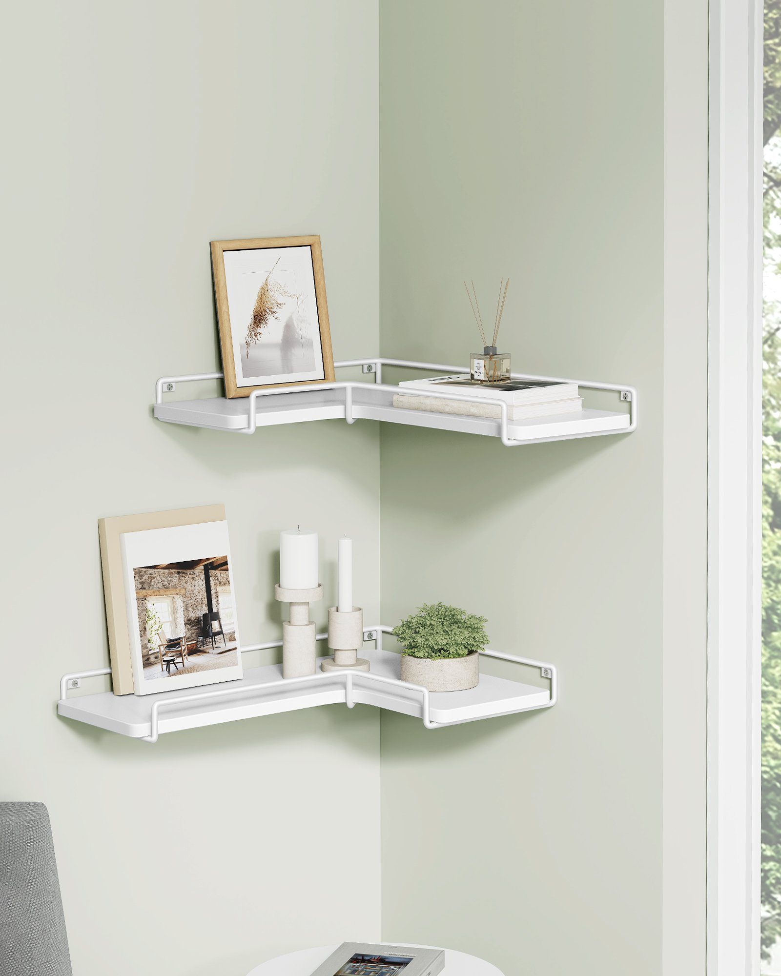 VASAGLE Eckregal, Wandregal, L-förmiges Eckregal, 2er Set, Industrie-Design günstig online kaufen