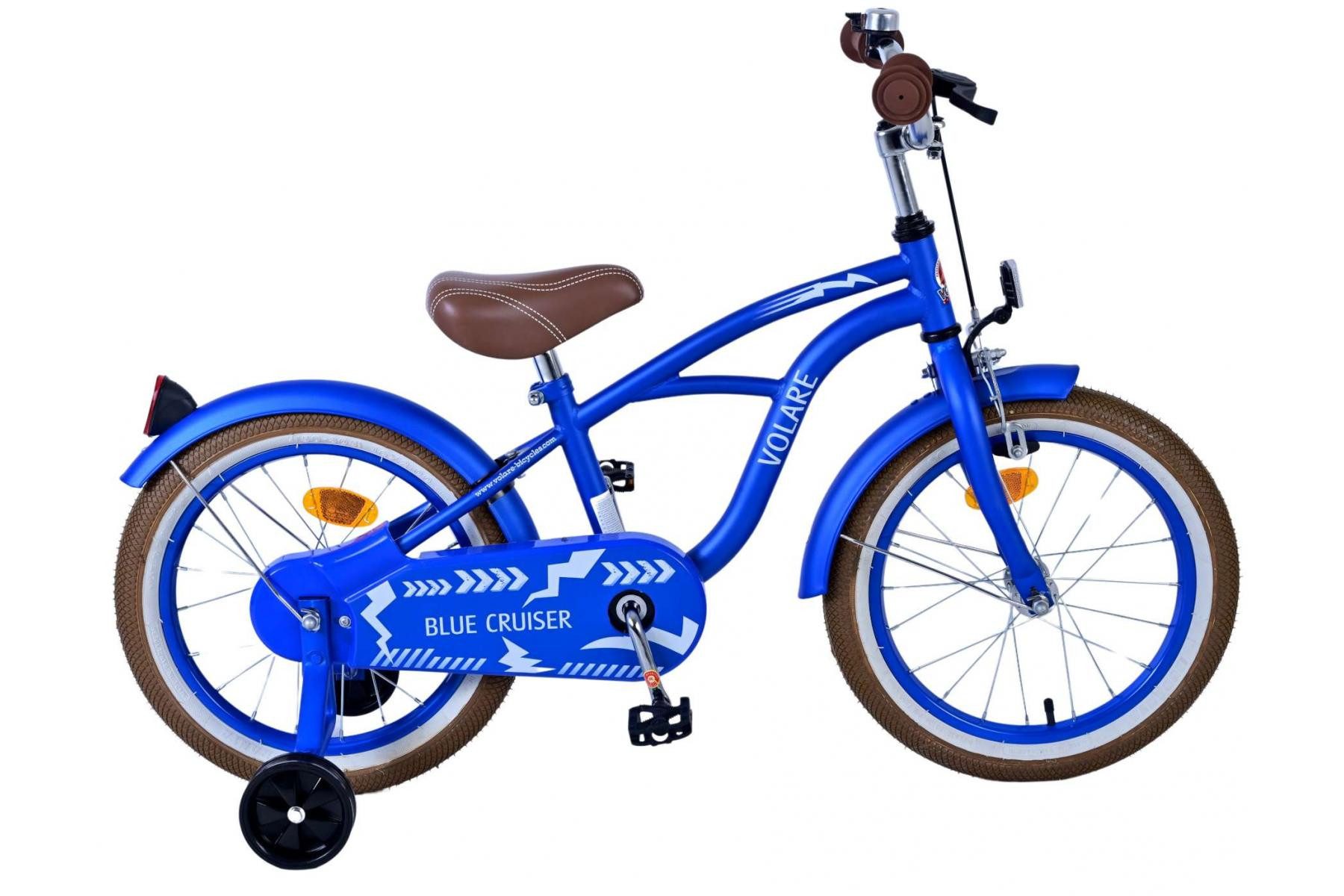 Volare Kinderfahrrad Volare Blue Cruiser Kinderfahrrad für Jungen - 16 Zoll in Blau – ab 4, Geschlossener Kettenkasten, abnehmbare Stützräder, Luftbereifung