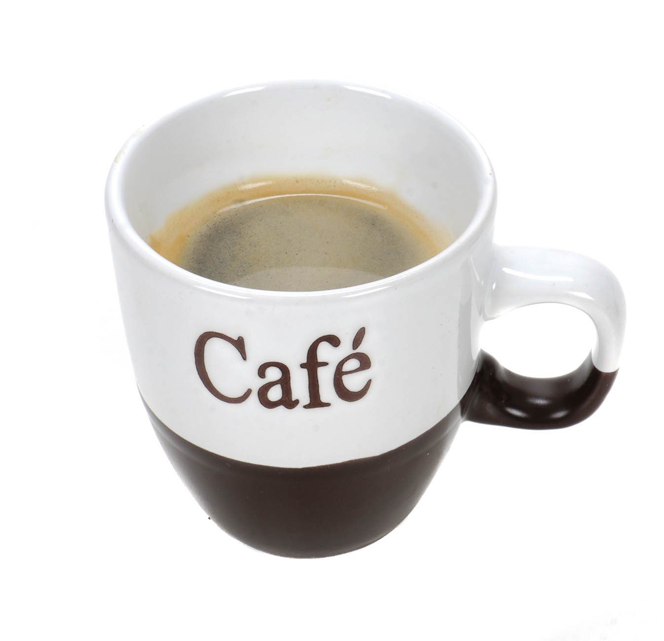 Kaffeetasse, 2-er Café mit Aufschrift Espresso, Aufschrift Bubble-Store braun/weiß Keramik, für Set Café Kaffeetassen, Cappuccinotasse Espressotasse, Keramik-Tassen