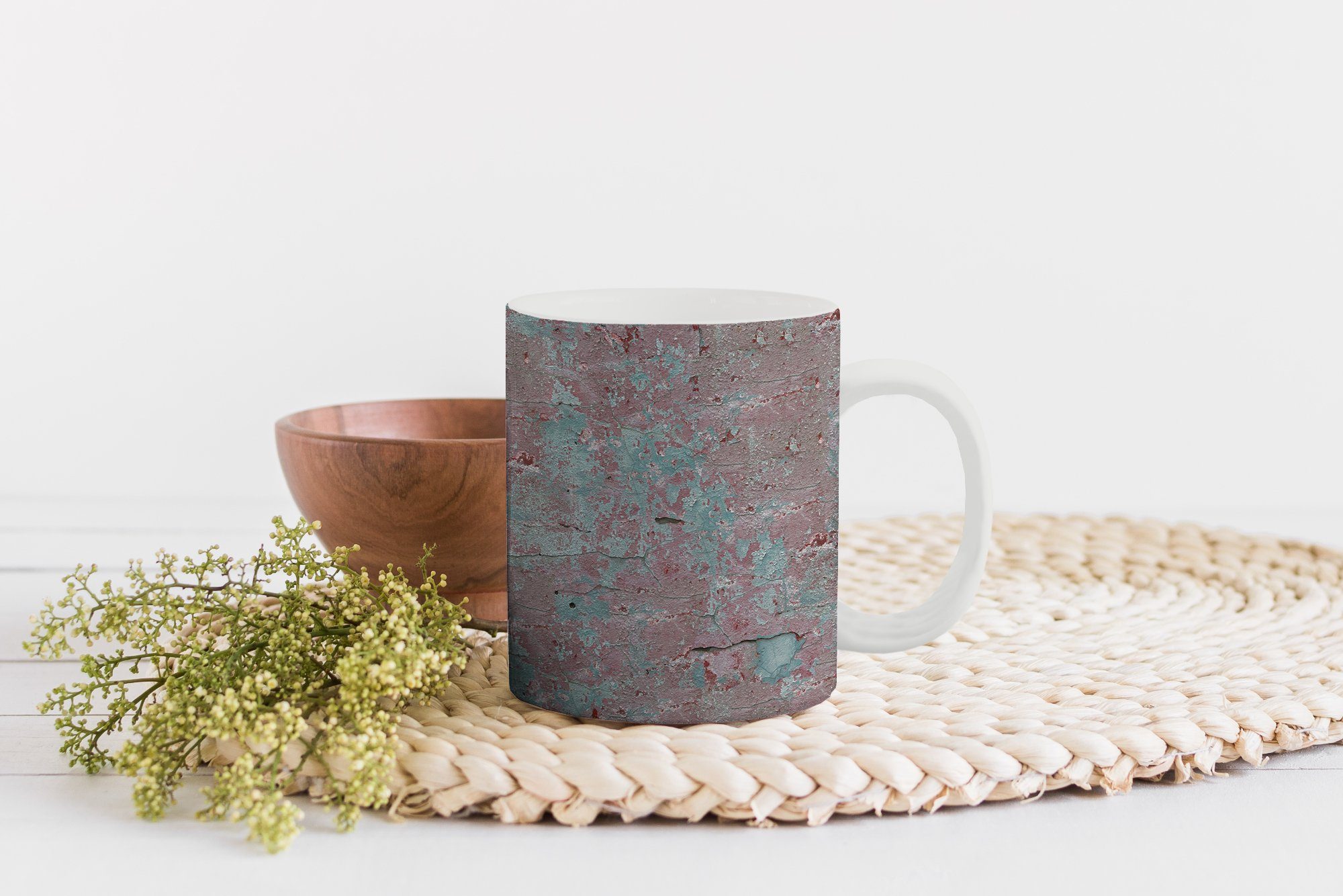 MuchoWow Tasse - Becher, Keramik, Geschenk Teetasse, - Metall Teetasse, Rost Kaffeetassen, Muster