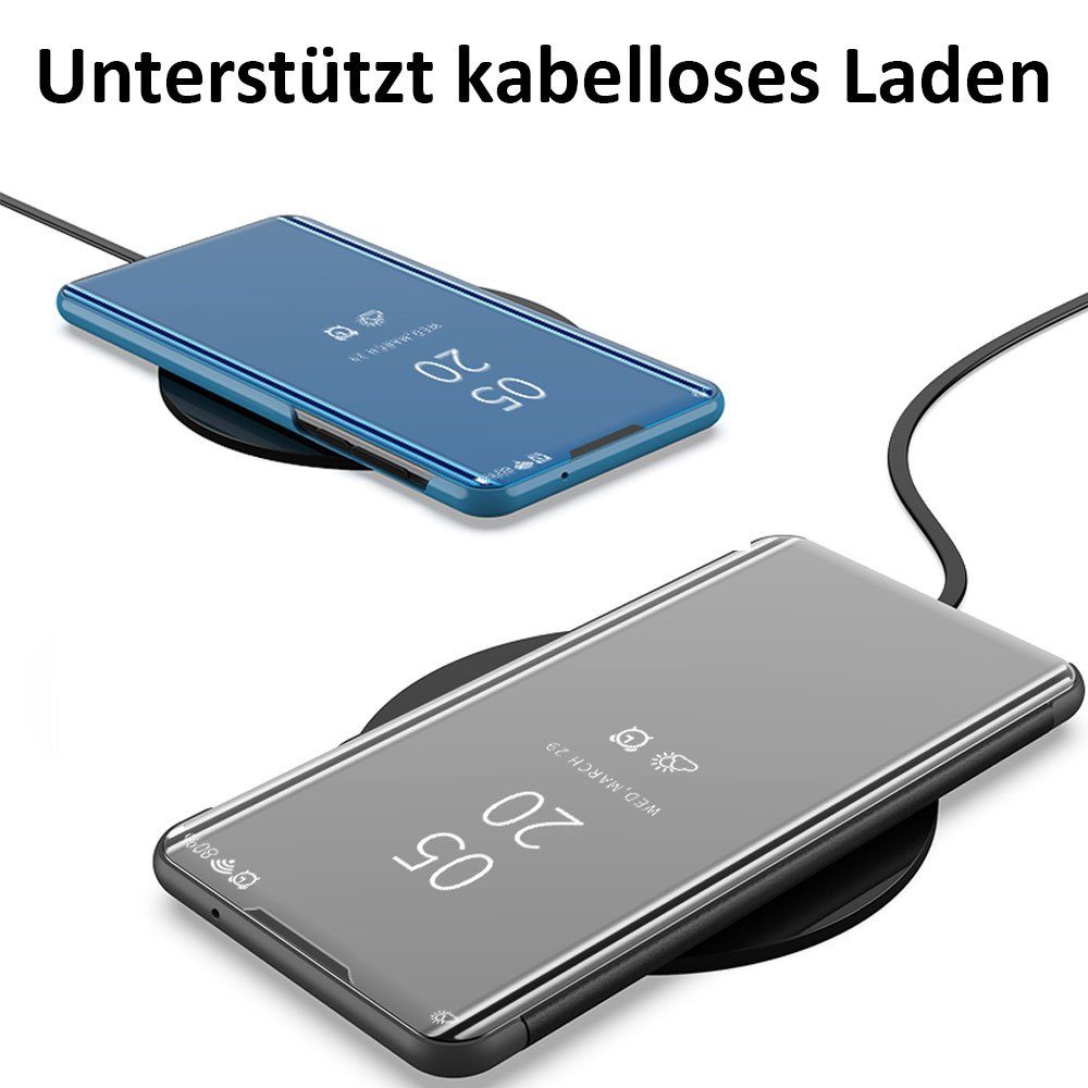 FITSU Handyhülle Handytasche für Samsung Galaxy Hülle Spiegel Flipcase Handyhülle Cover, Schlanke Klapphülle, elegantes Flipcase, Handyhülle mit Standfunktion