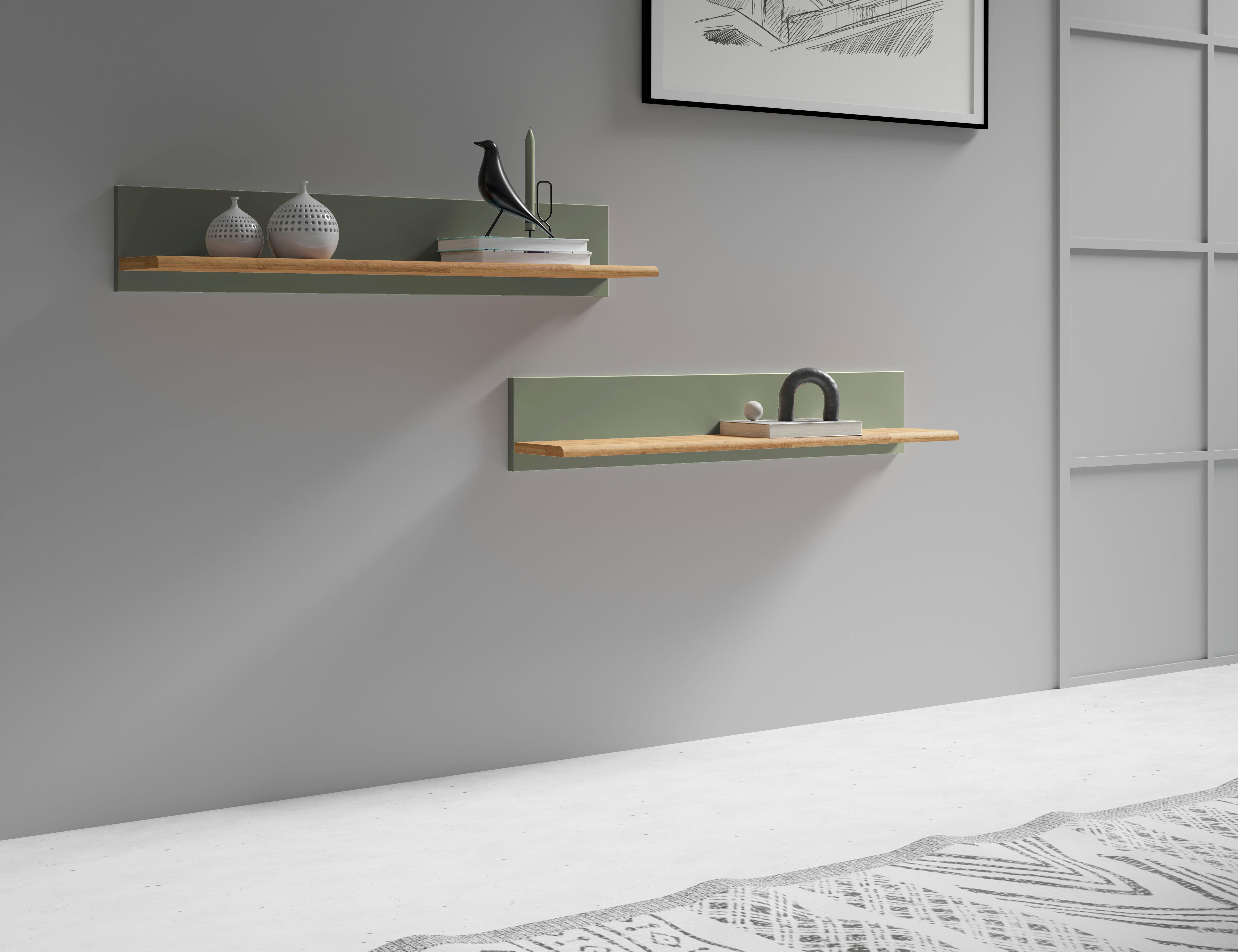 Home affaire Wandregal Ribe,2er Set,teilmassiv mit massiver Ablagefläche, B günstig online kaufen