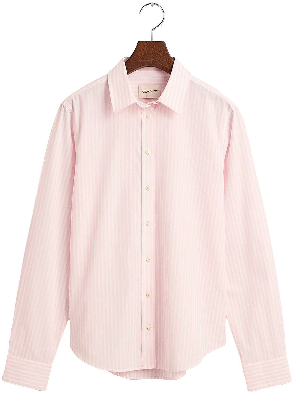 Brust STRIPED Gant Light einer SHIRT POPLIN kleinen pink REG mit der auf Hemdbluse Logostickerei