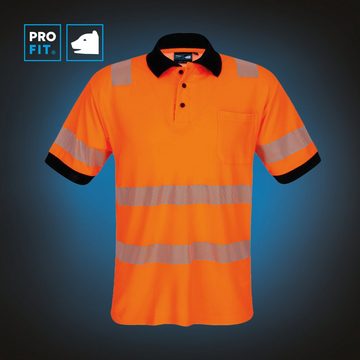 PRO FIT by Fitzner Poloshirt Warnschutz Neon Orange - Grau, (1, Stück) Warnschutzkleidung, Weich, Komfortabel, Hohe Sichtbarkeit