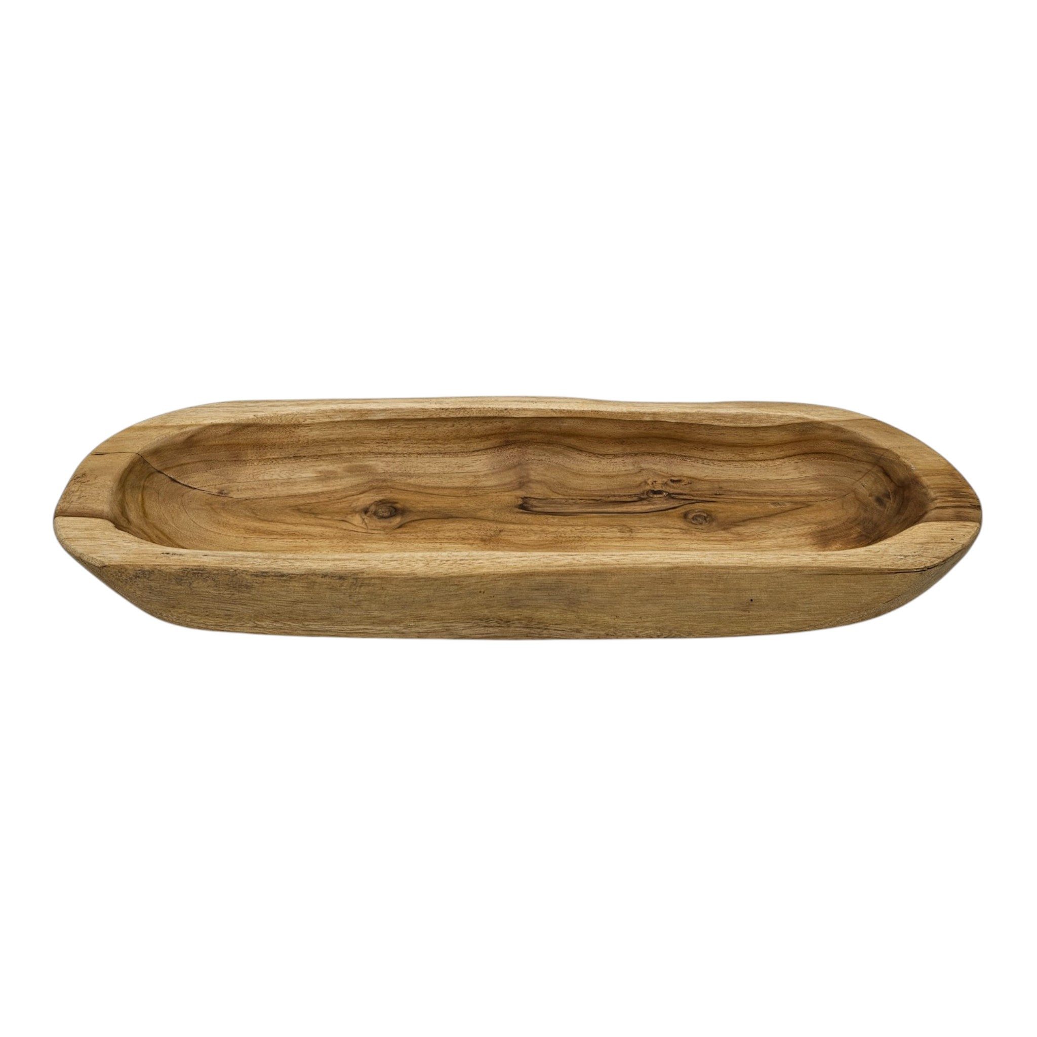Meinposten Dekoschale Naturschale Teak Holz lang 60 cm Schale braun massiv XL (1 St), Naturprodukt echtes Unikat. – Bild 4 von 5