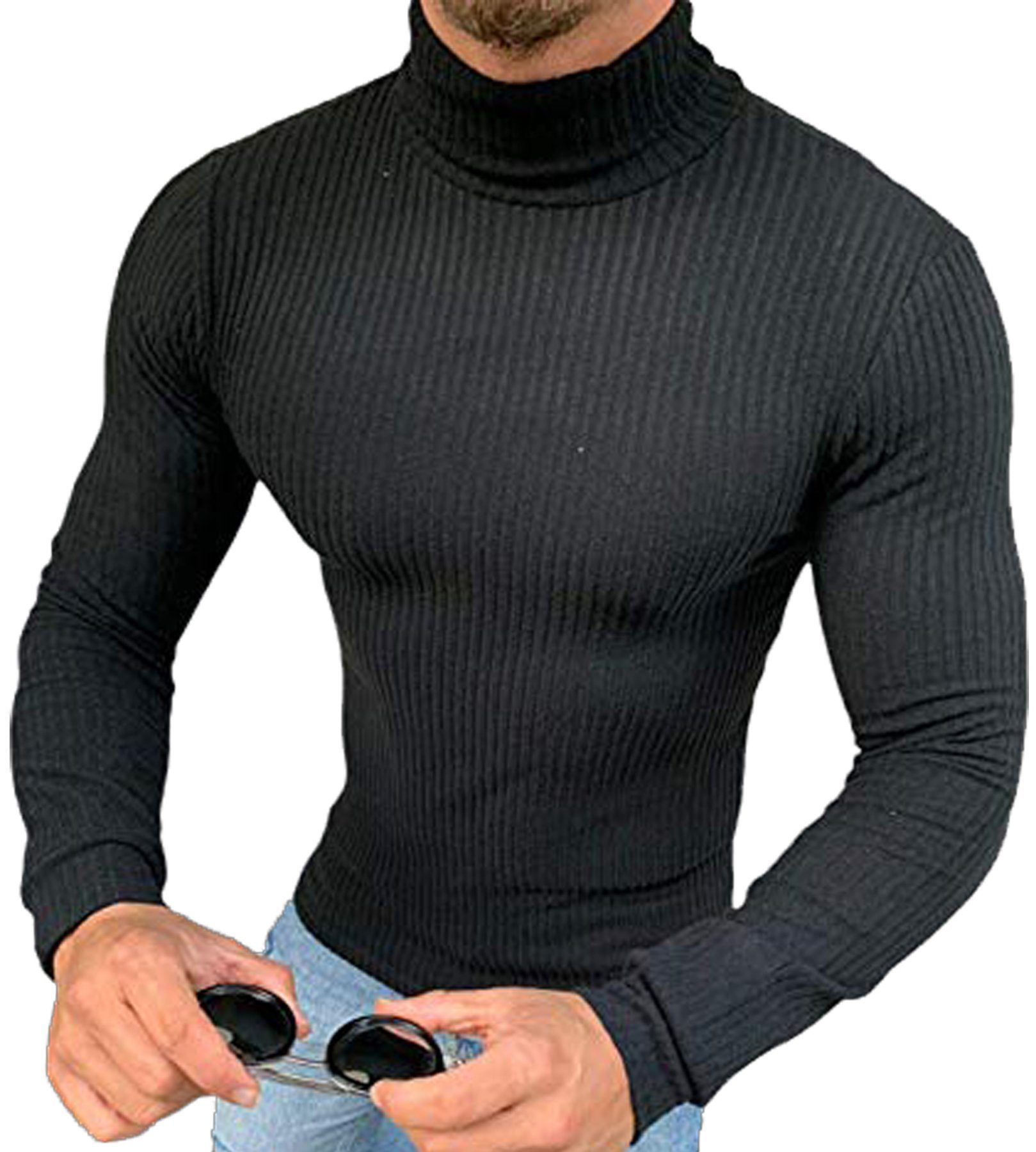 Megaman Jeans Rollkragenpullover »Herren Rollkragenpullover Rolli Hoher  Rollkragen Pulli Shirt in Premium Qualität Sweater Warrm« Hoher Kragen  online kaufen | OTTO