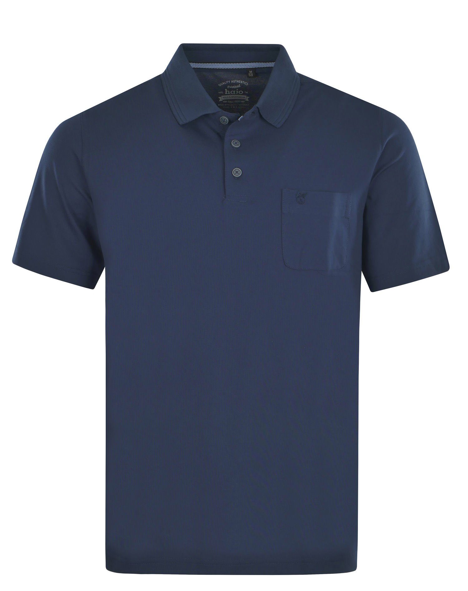 Klassisch Admiralsblau Polo Shirt Hajo Kurzarm 638 Poloshirt (1-tlg) Herren