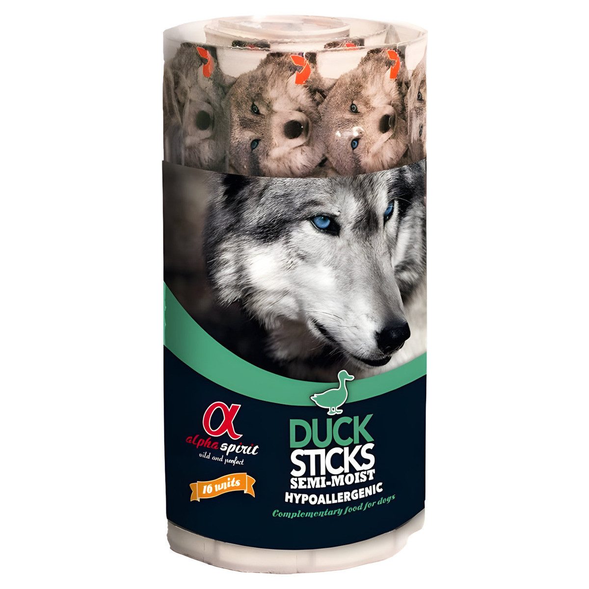Alpha Spirit Ristra Stick Ente 16er - 12 Stück, Snack für: Hund