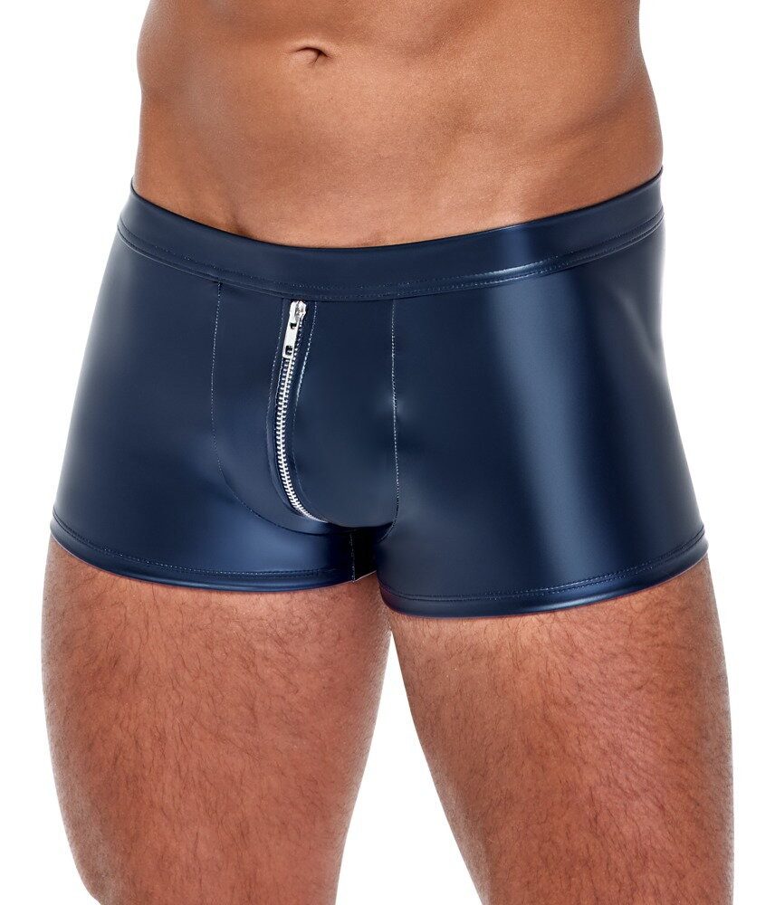 NEK Boxershorts Blaue Boxershorts im trendigen Metallic-Mattlook mit Reißverschluss (1-St) Eng & körperbetont