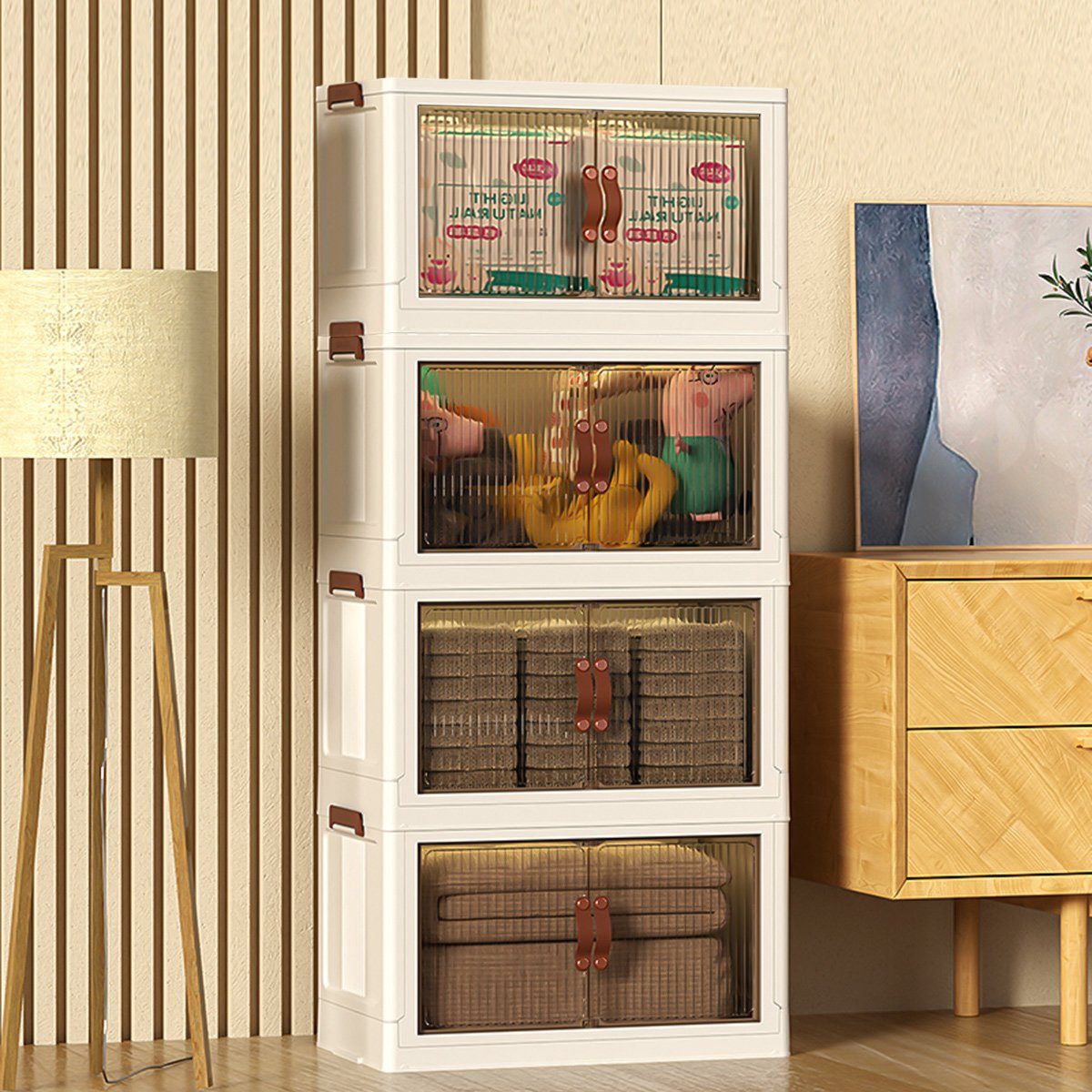 Simloveve Aufbewahrungsbox Stapelbare Aufbewahrungsbox mit Deckel,Schrank günstig online kaufen