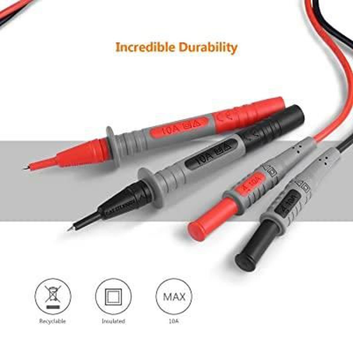 TACKLIFE Multimeter, 8tlg Messleitung Kit mit Verlängerung Messklemmen