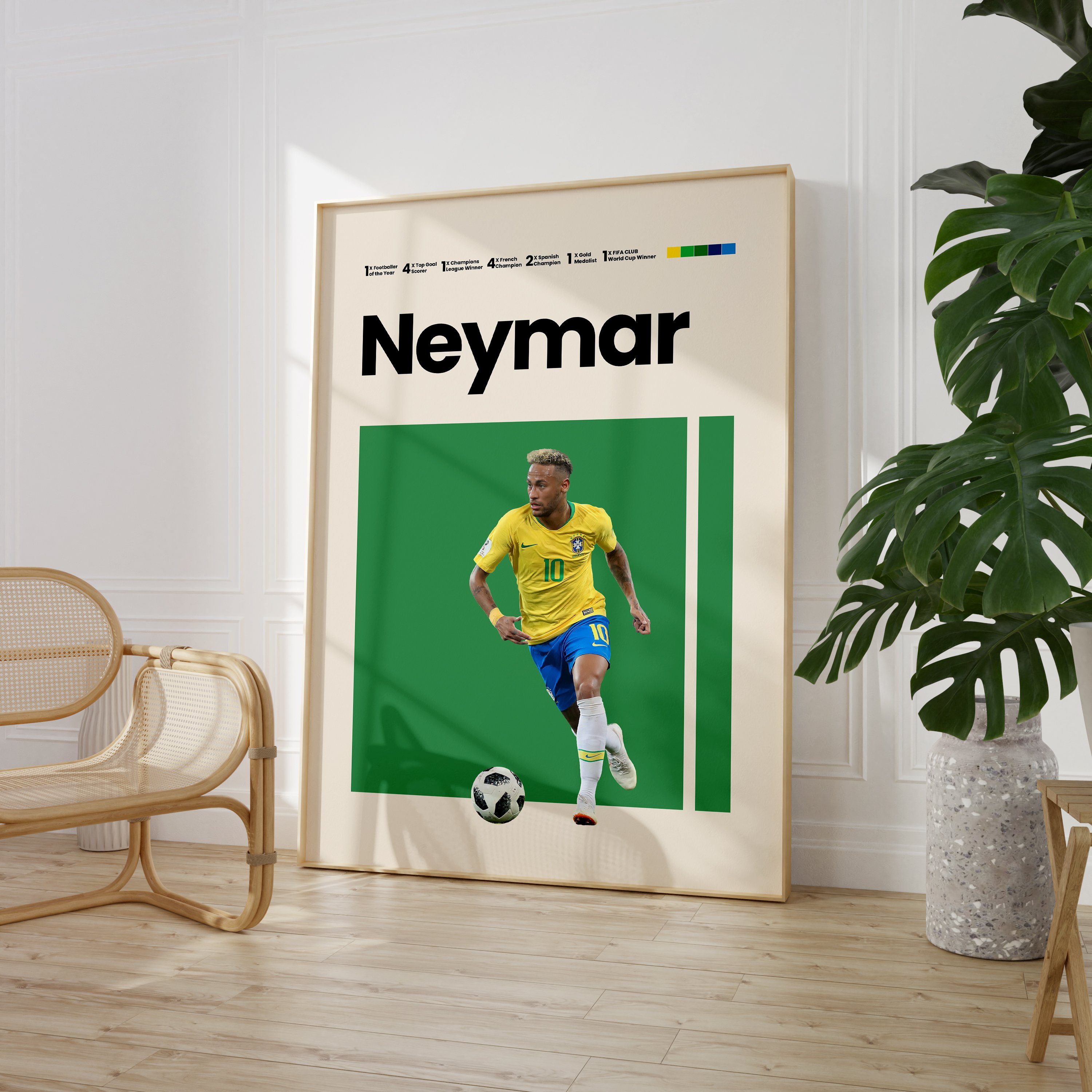 JUSTGOODMOOD Poster Premium ® Neymar Junior Brasilien · Fußball · ohne Rahmen