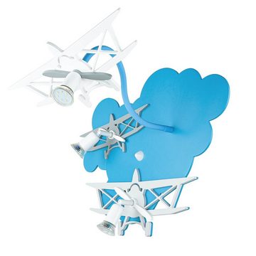 Licht-Erlebnisse Wandstrahler PLANE, ohne Leuchtmittel, Wandlampe Kinderzimmer Flugzeug Blau Holz Kunststoff Jungen Lampe