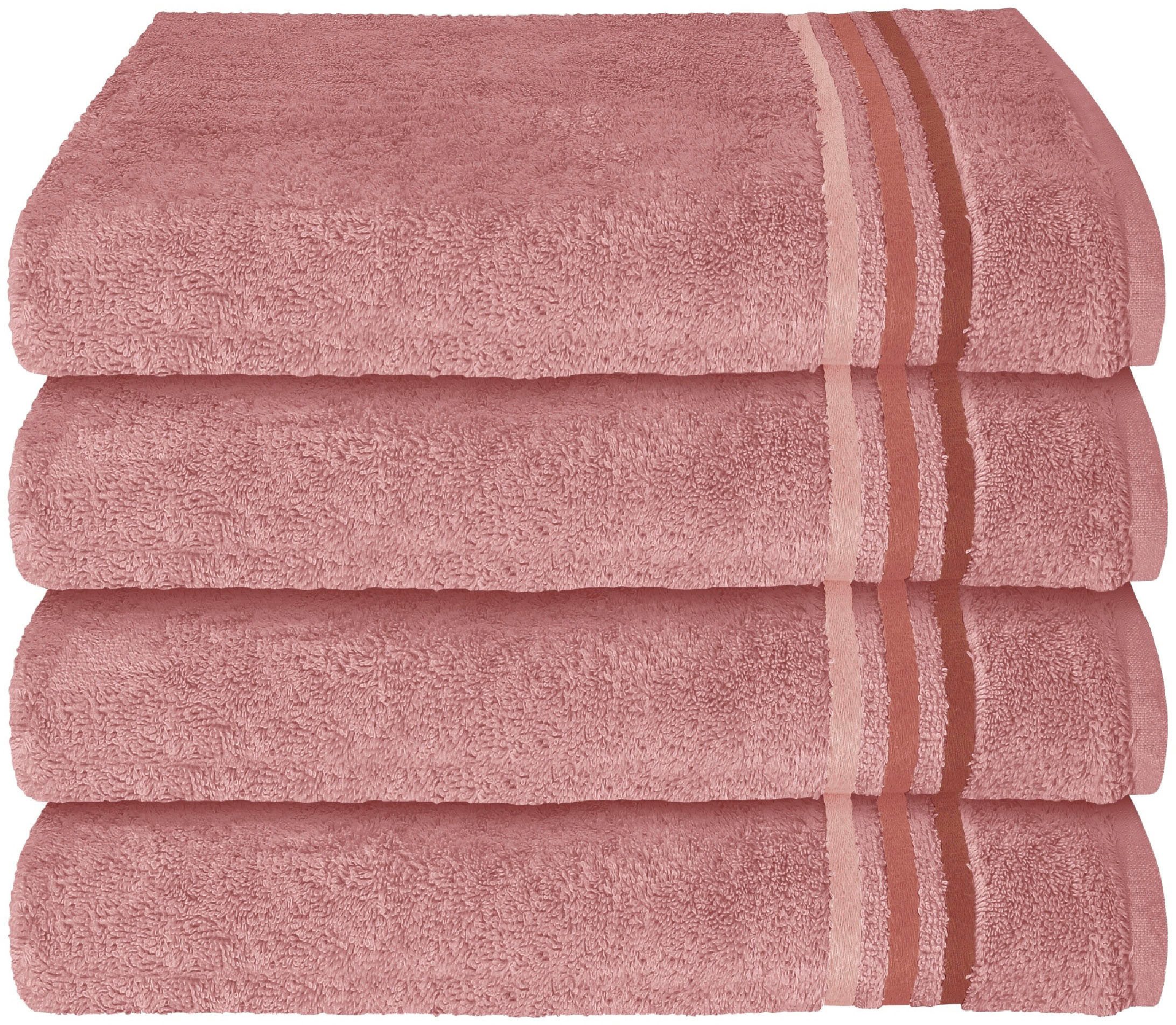 Schiesser Handtücher Skyline Color aus 100 % Baumwolle mit eleganter Streifenbordüre, Frottier (Set, 4-St), MADE IN GREEN by OEKO-TEX®
